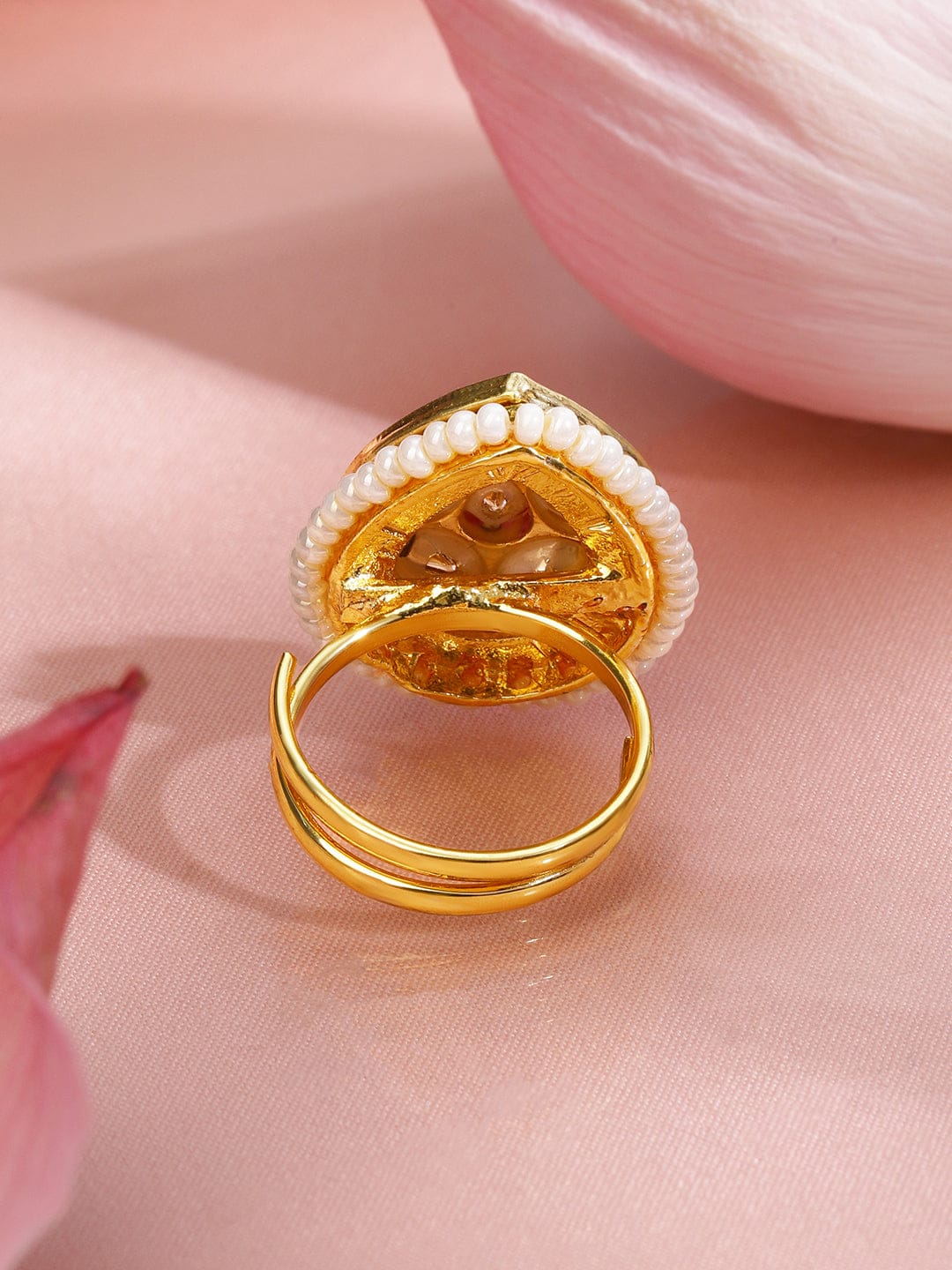 Dreamy Pink Stone Kundan Ring