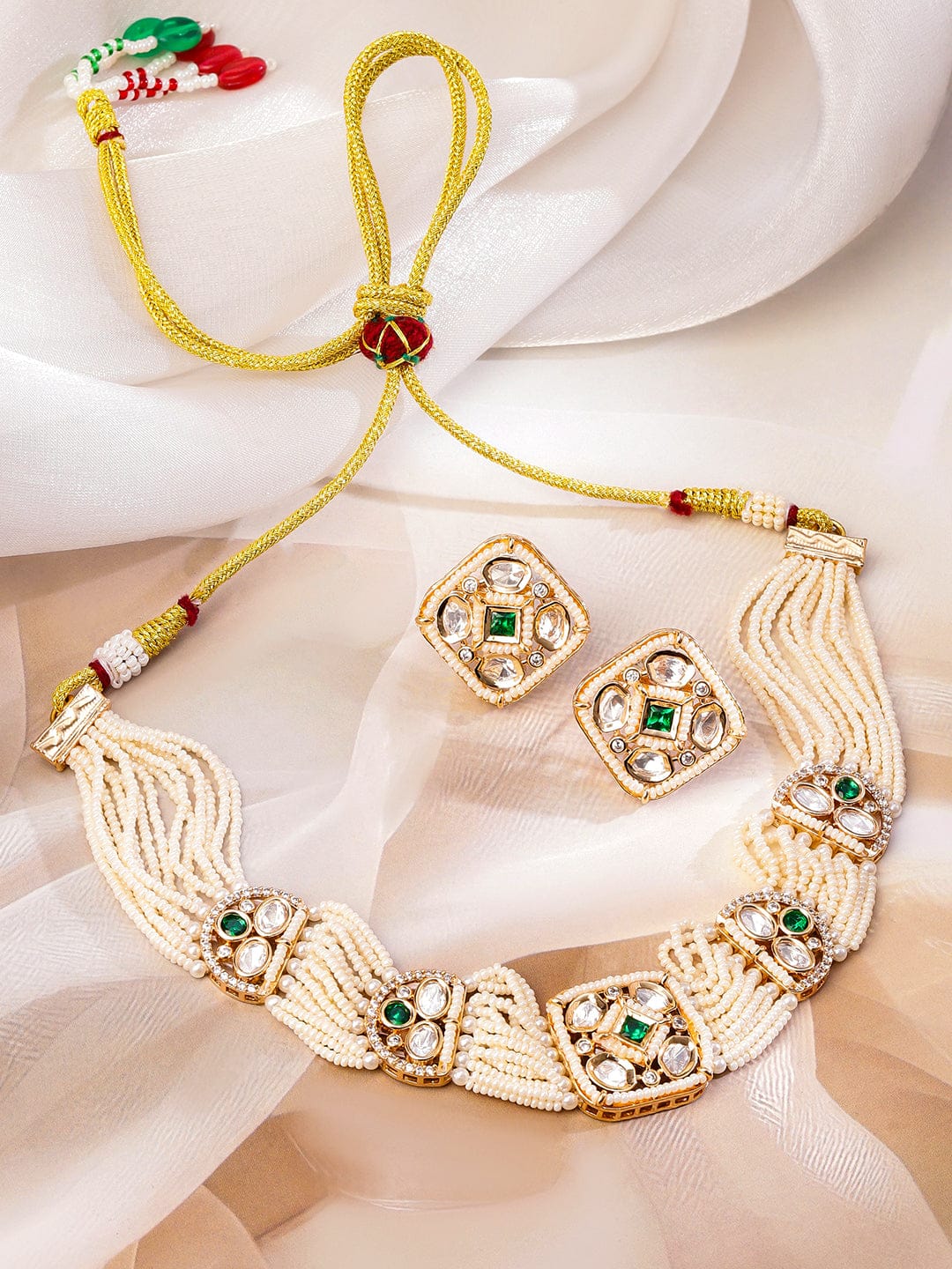 Ethnic Green Stone Choker Set