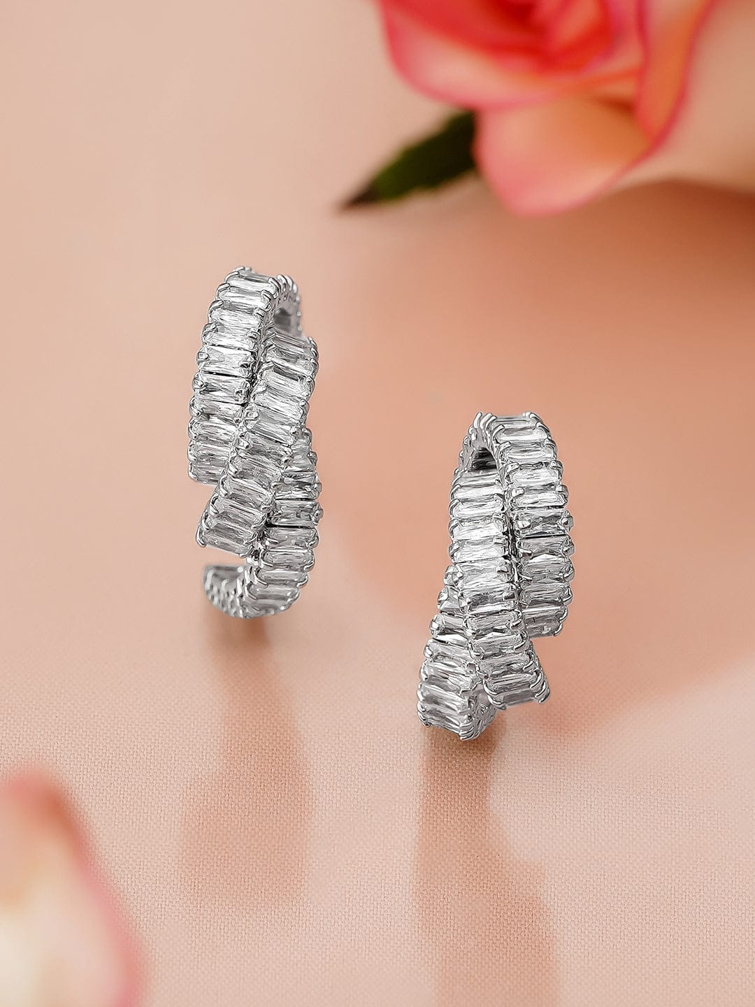 Everyday Glam White American Diamond Zirconia Hoops