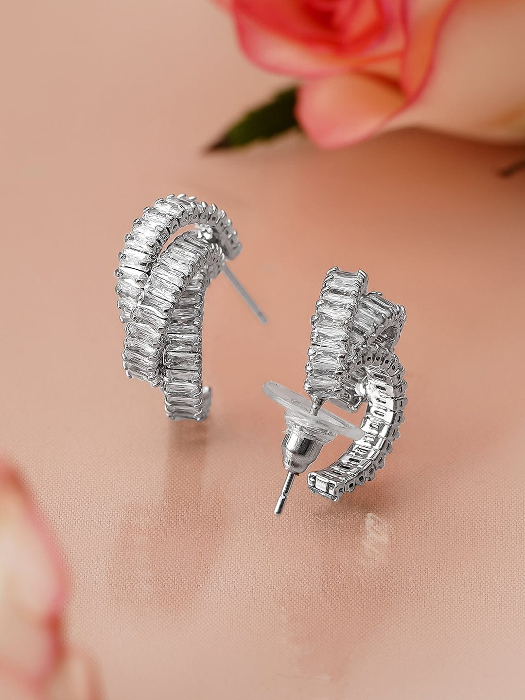 Everyday Glam White American Diamond Zirconia Hoops