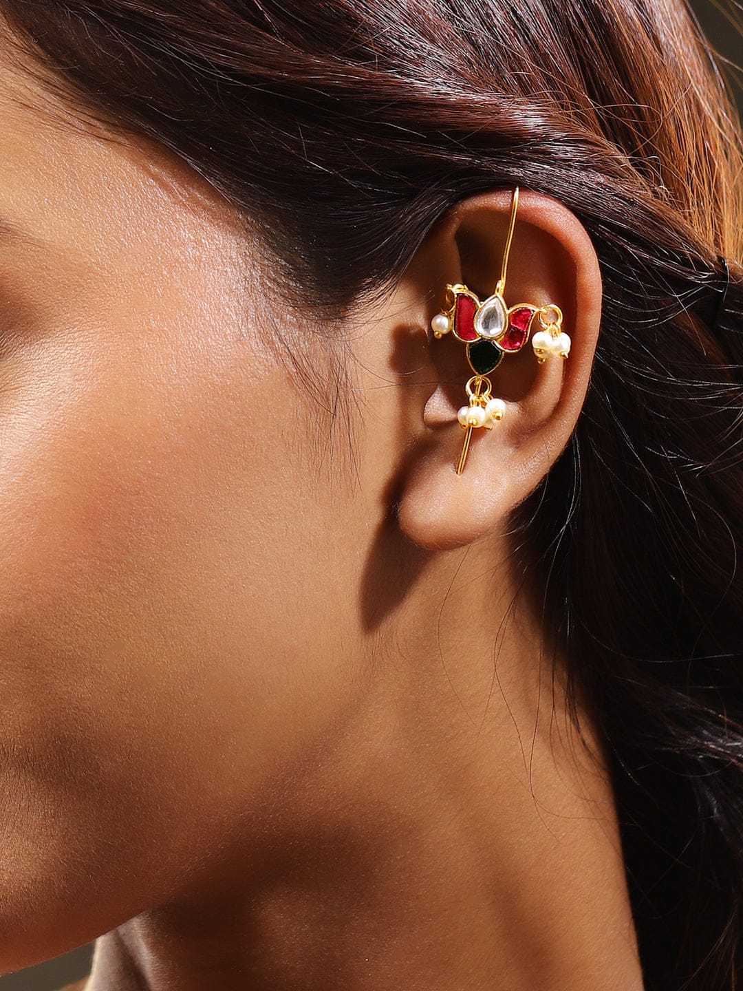 Festive Glow Lotus Motif Ear Cuff