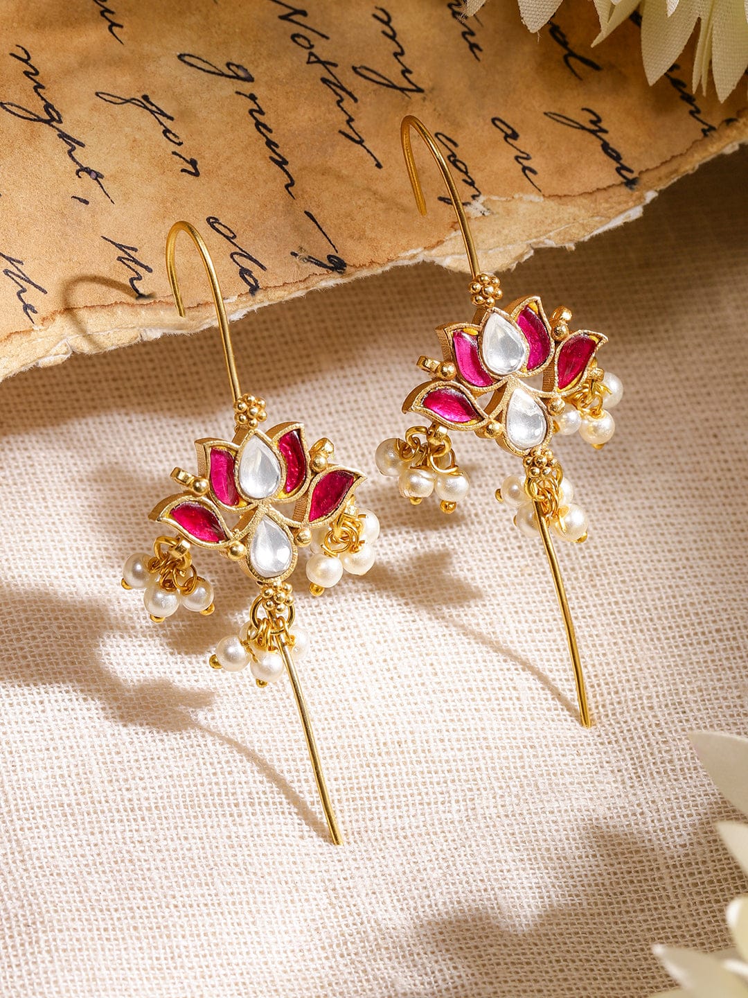 Festive Glow Lotus Motif Ear Cuff