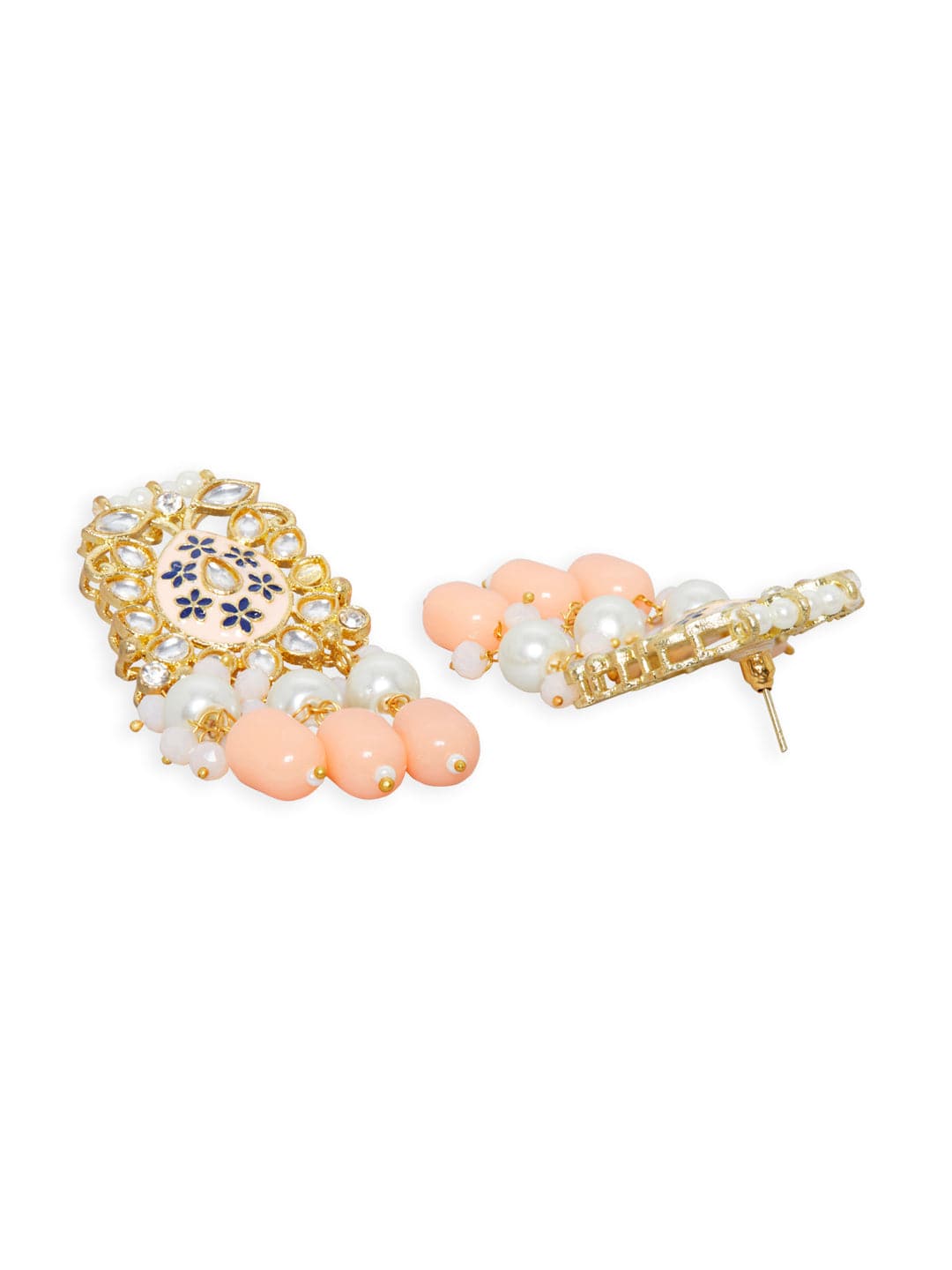 Festive Peach Glow Kundan Necklace Set