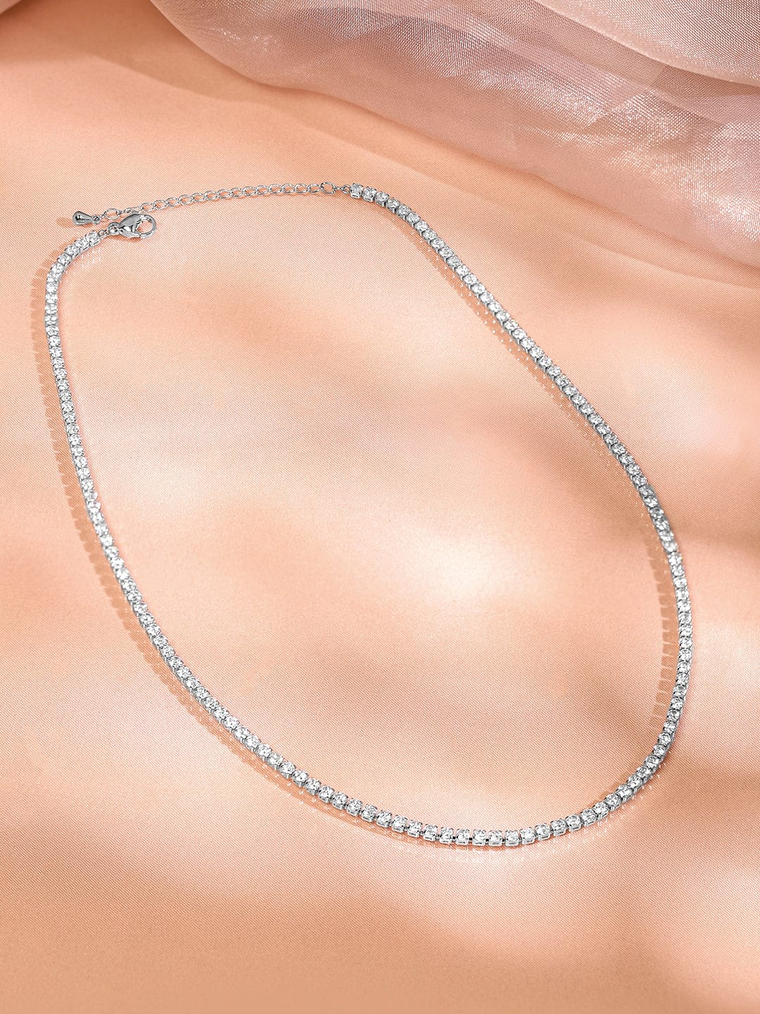 Gleaming American Diamond Zirconia Studded Chain Necklace