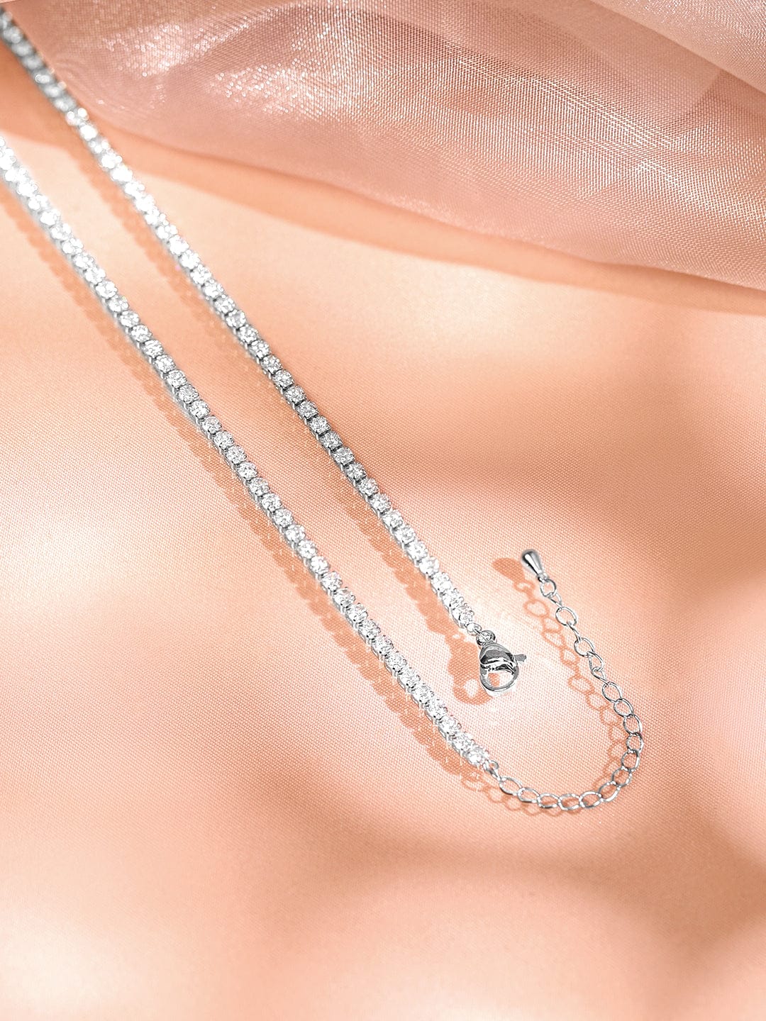 Gleaming American Diamond Zirconia Studded Chain Necklace