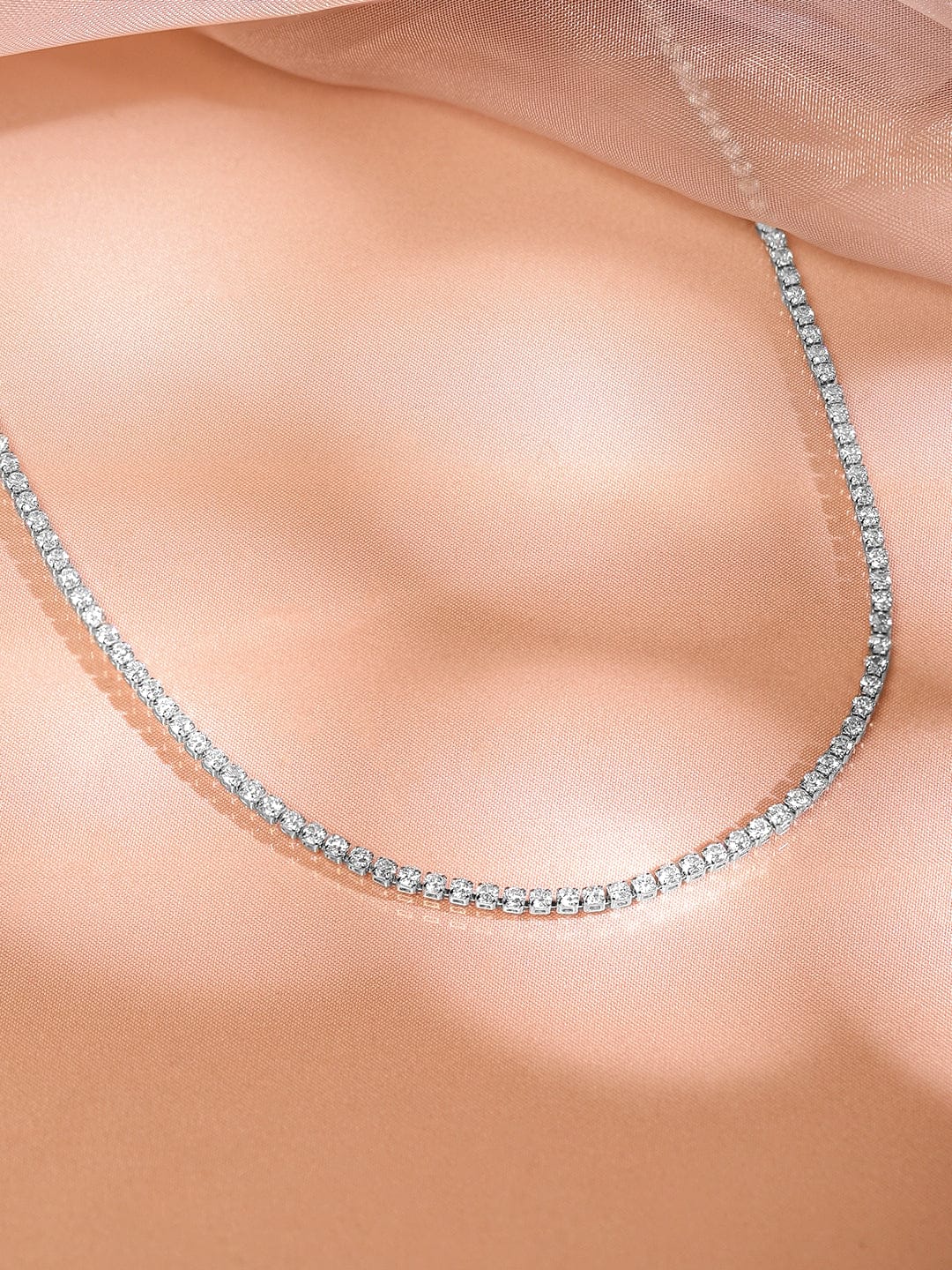 Gleaming American Diamond Zirconia Studded Chain Necklace