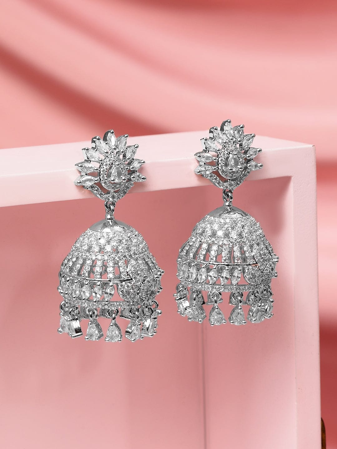 Gleaming Grace American Diamond Zirconia Jhumka