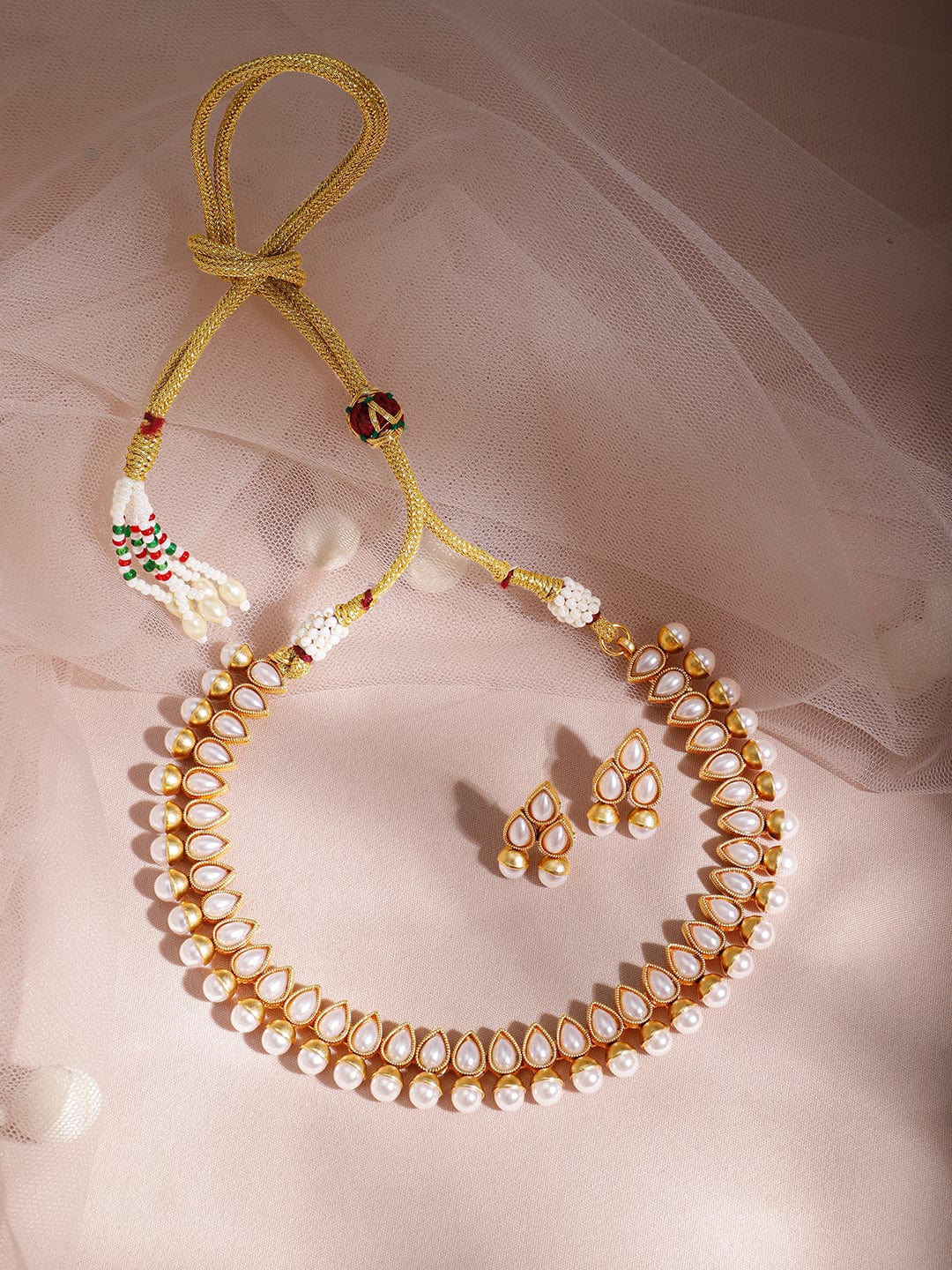 Dazzling White Gold Plated Short Necklace Set