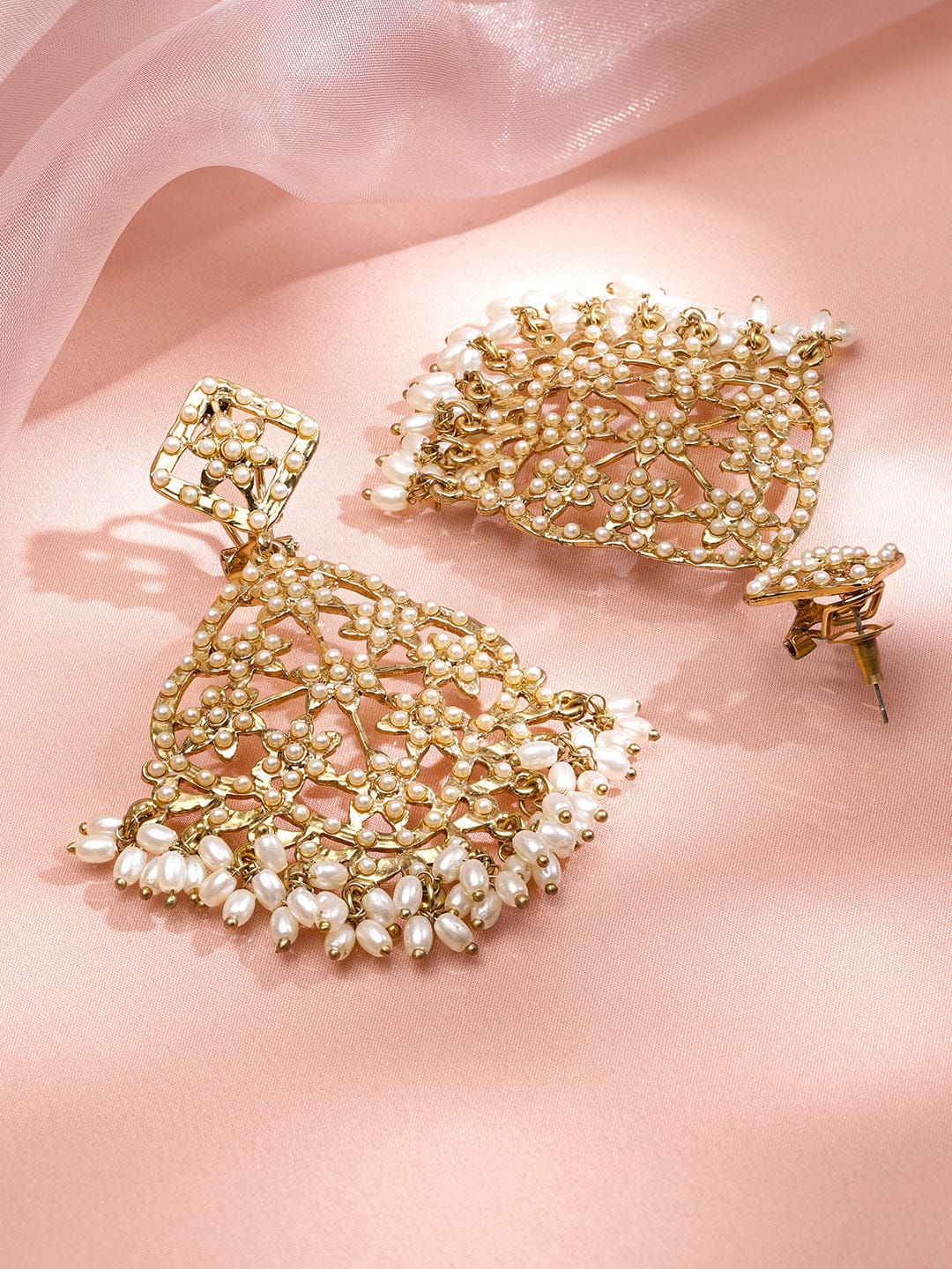Golden Edge Pearl Dangler Earrings