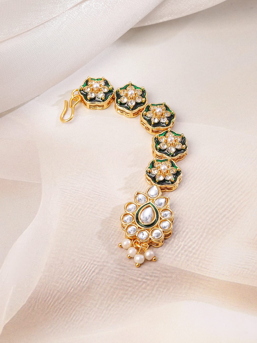 Green Enamel Kundan Necklace Set