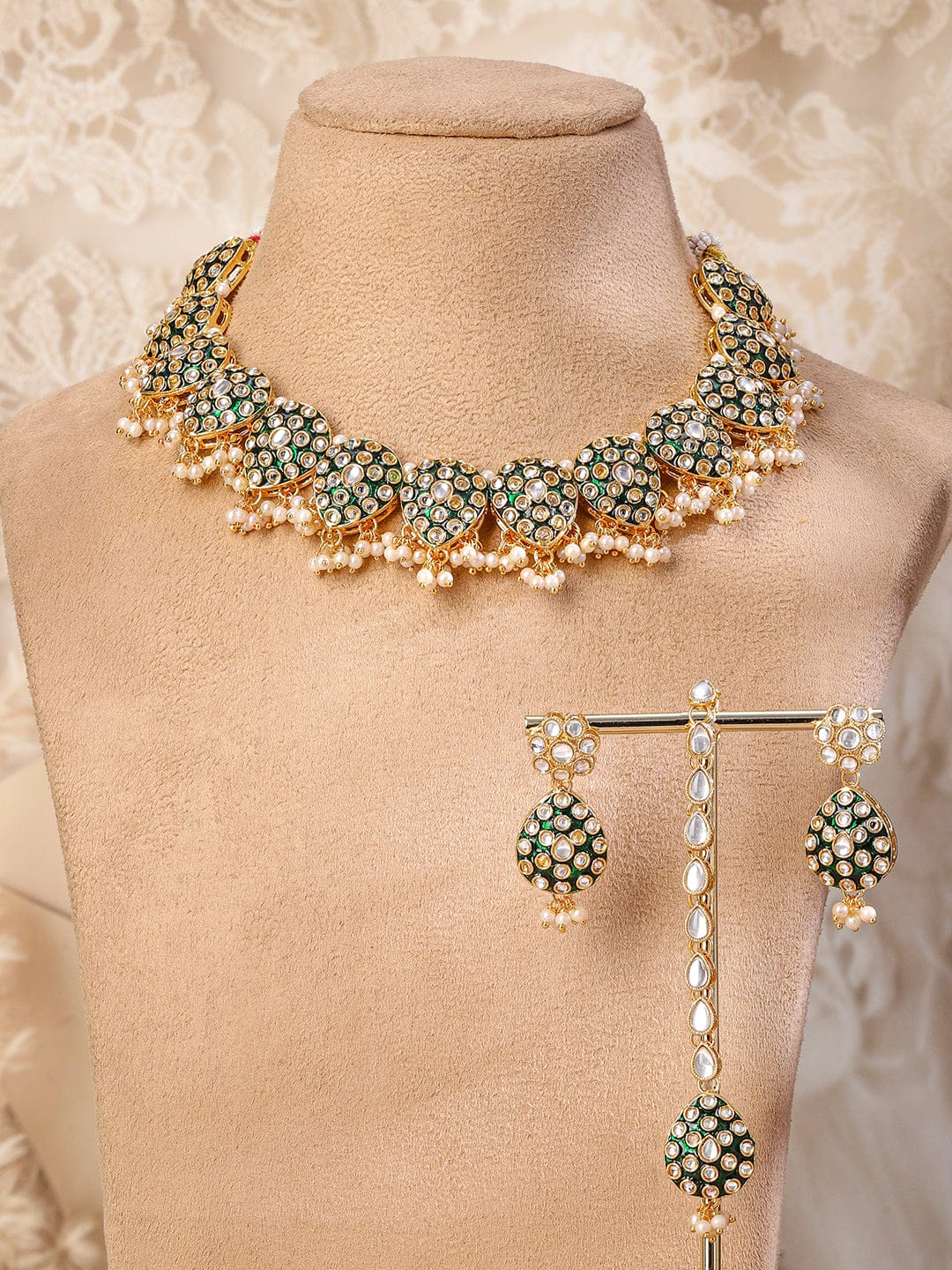 Green Muse of Kundan Necklace Set