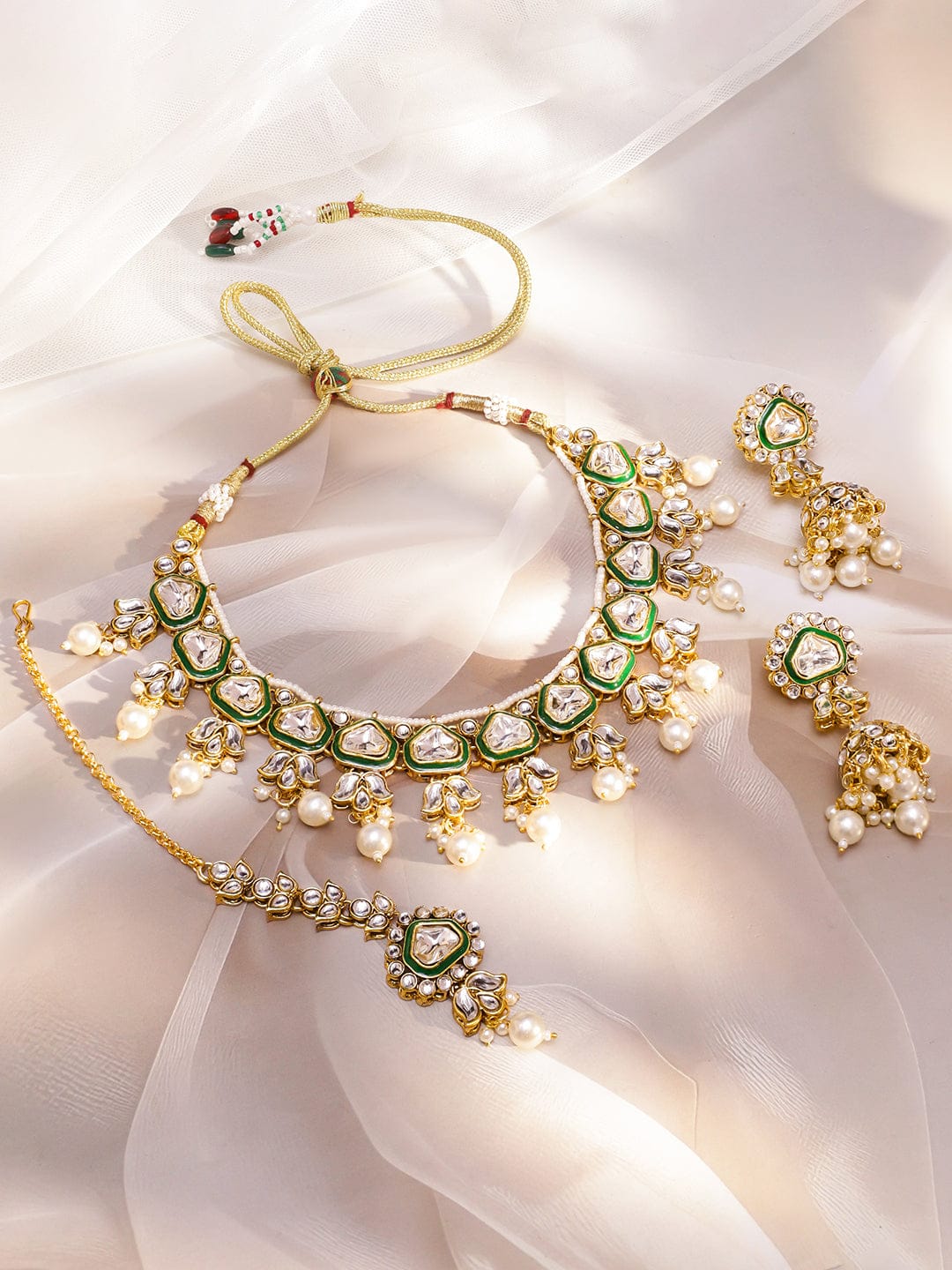 Green Symphony Kundan Necklace Set