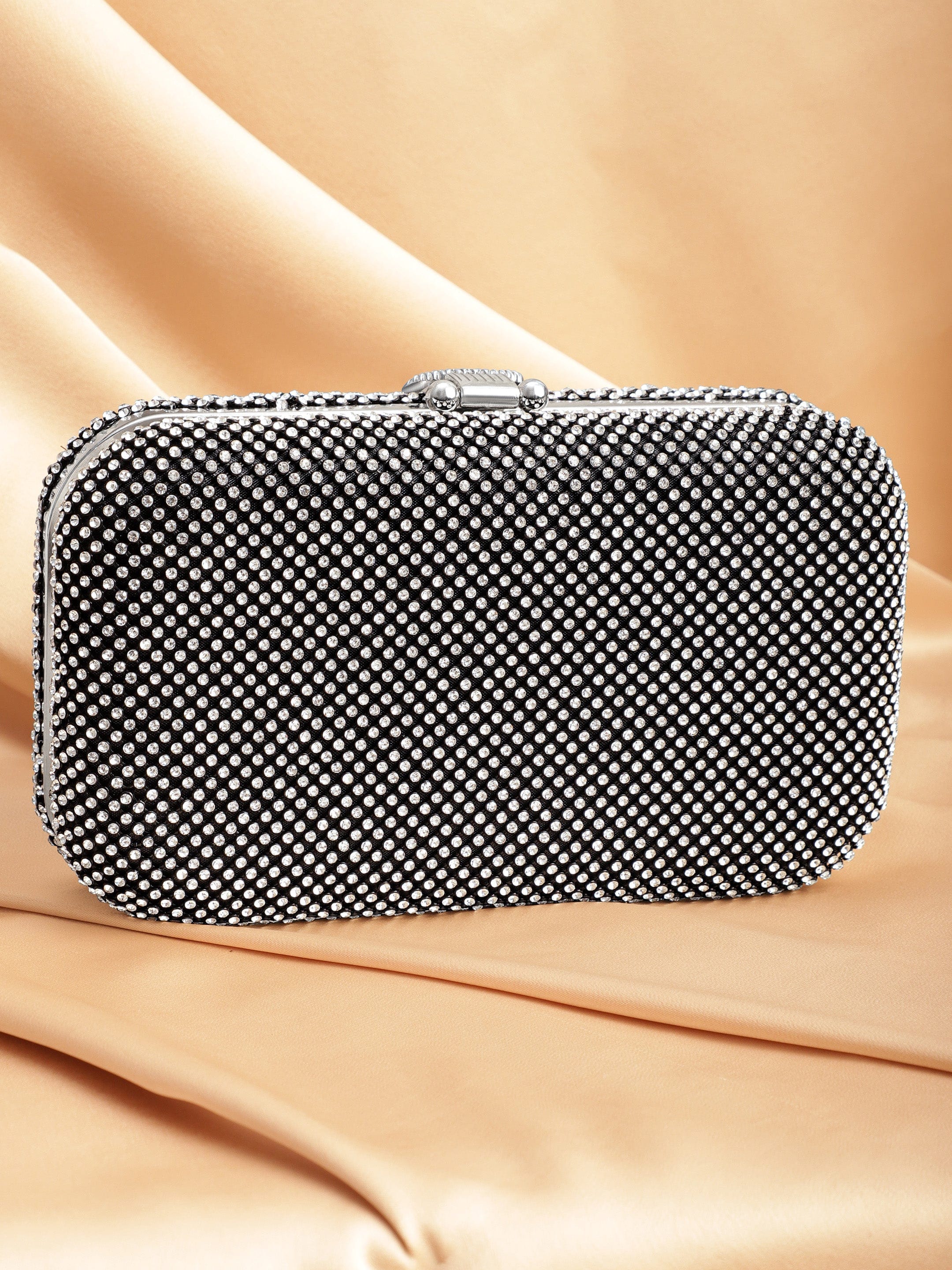 Wentra Grey With Dazzling Crystal Zirconia Embellished Serpent motif Clutch handbag