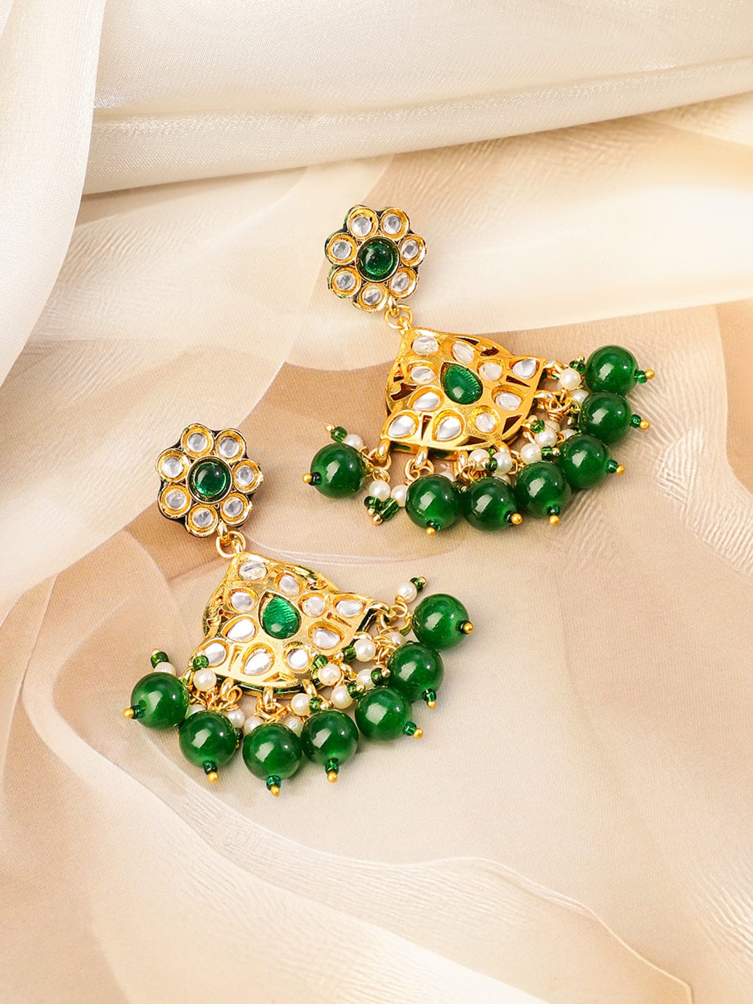 Handcrafted Green Beaded Necklace Set