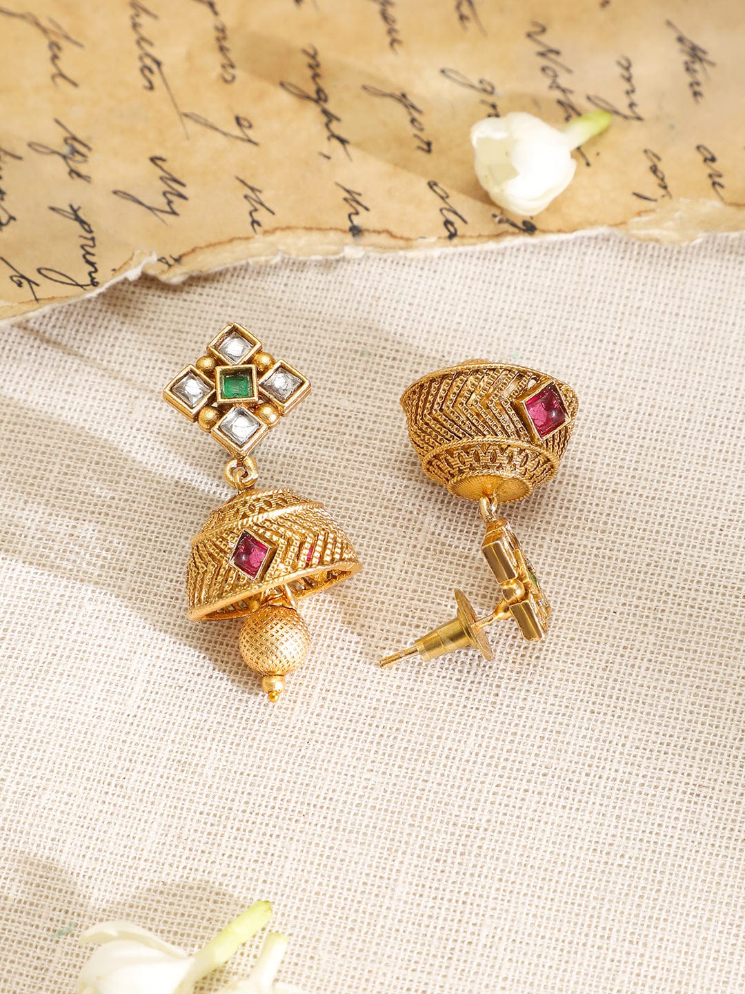 High-Craft Green Pink Kundan Choker Set