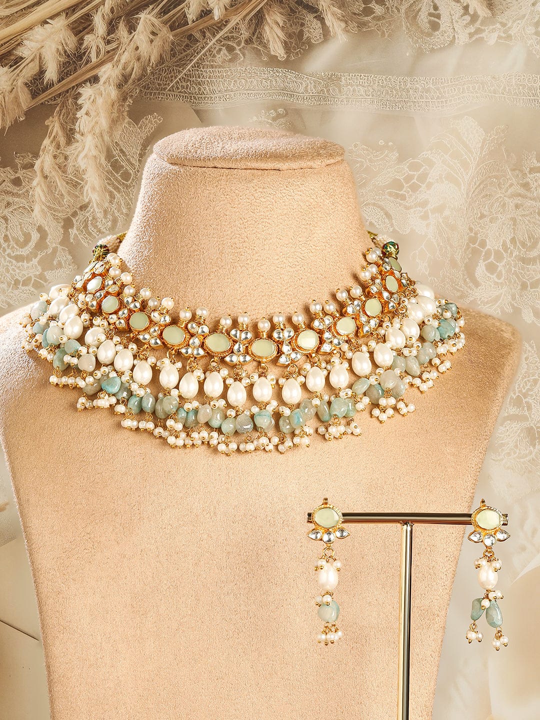 Mint Luxe Kundan Necklace Set