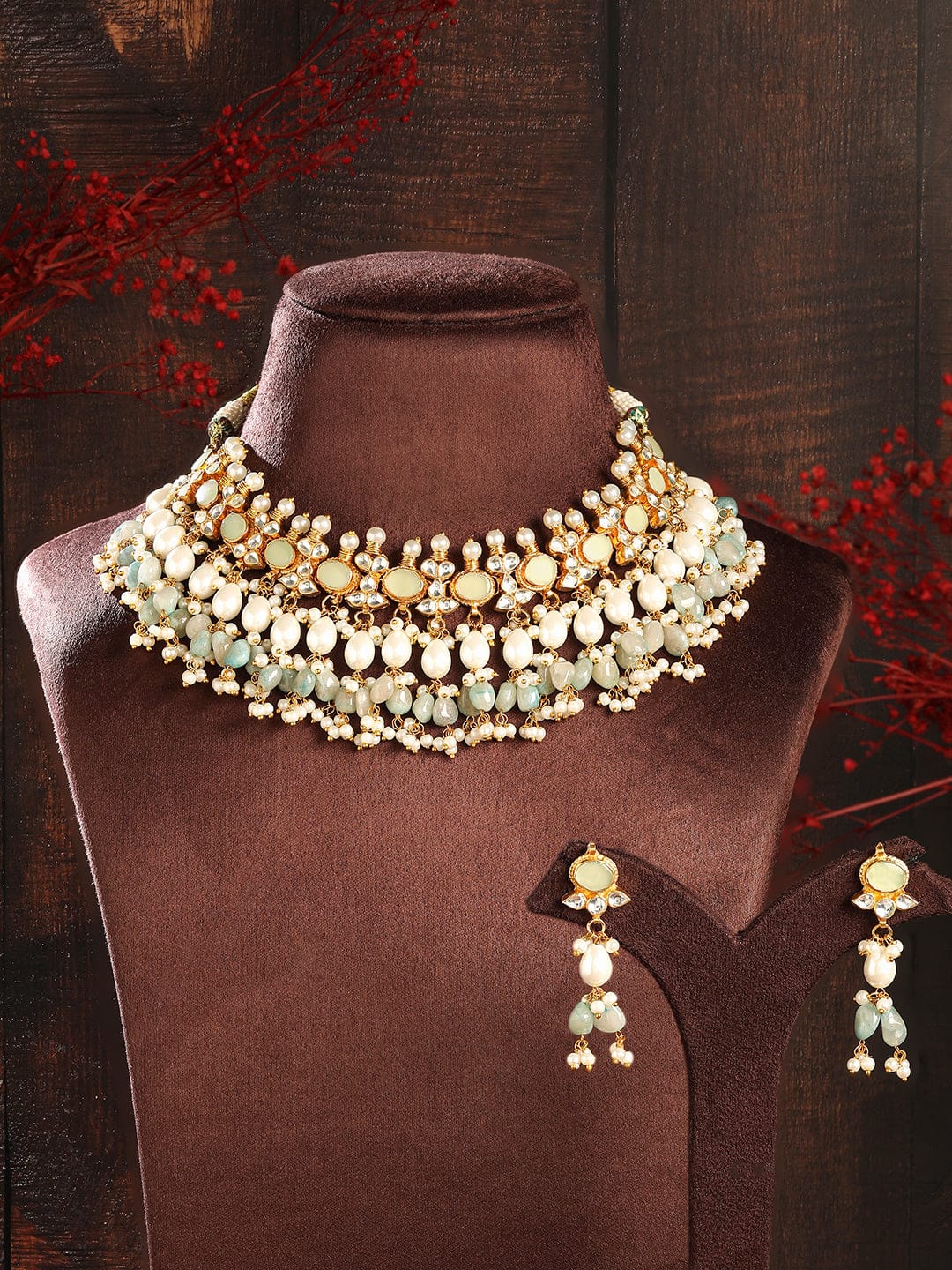 Mint Luxe Kundan Necklace Set