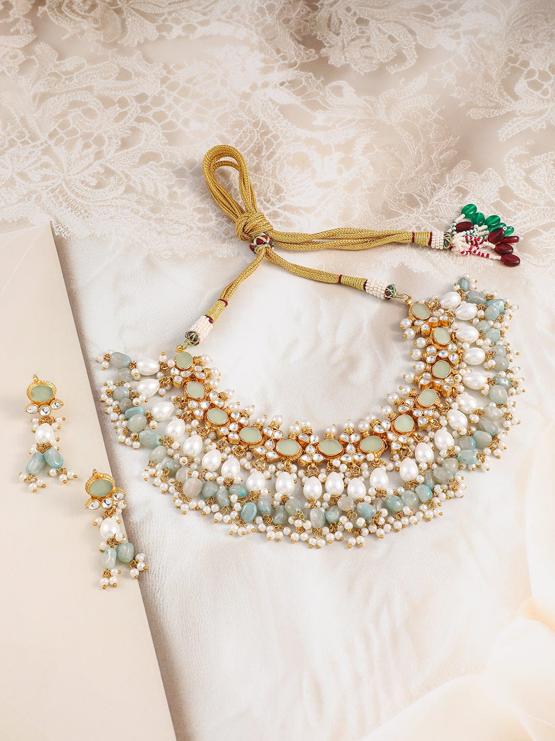 Mint Luxe Kundan Necklace Set