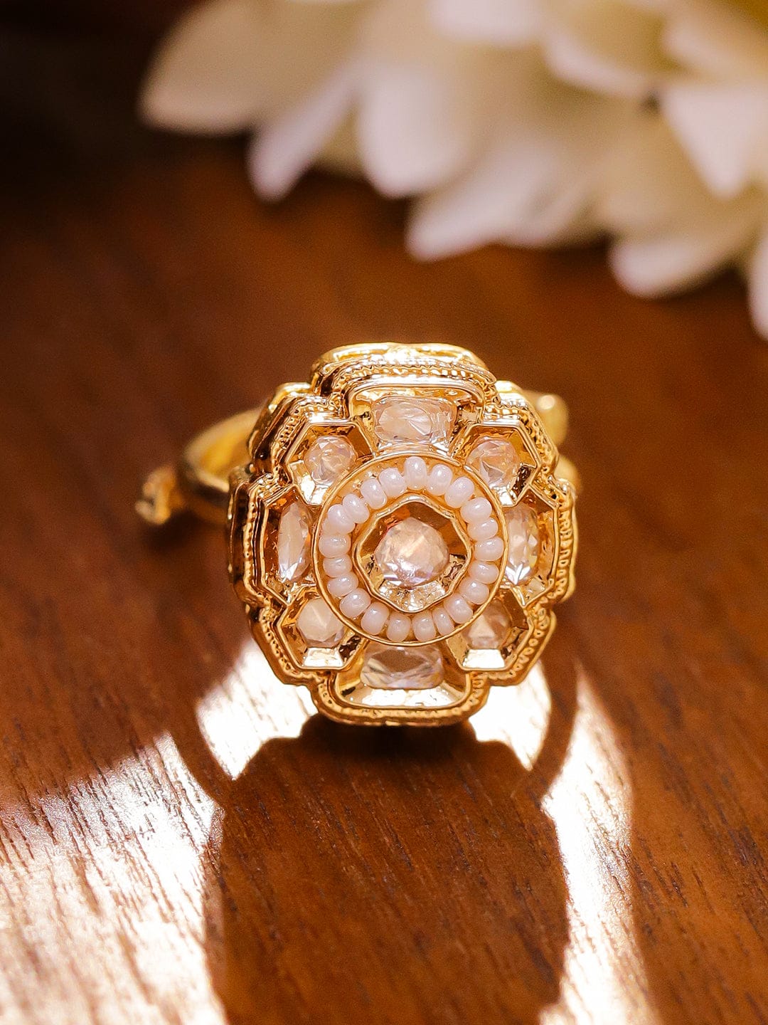 Mist of Kundan & Pearls Ring