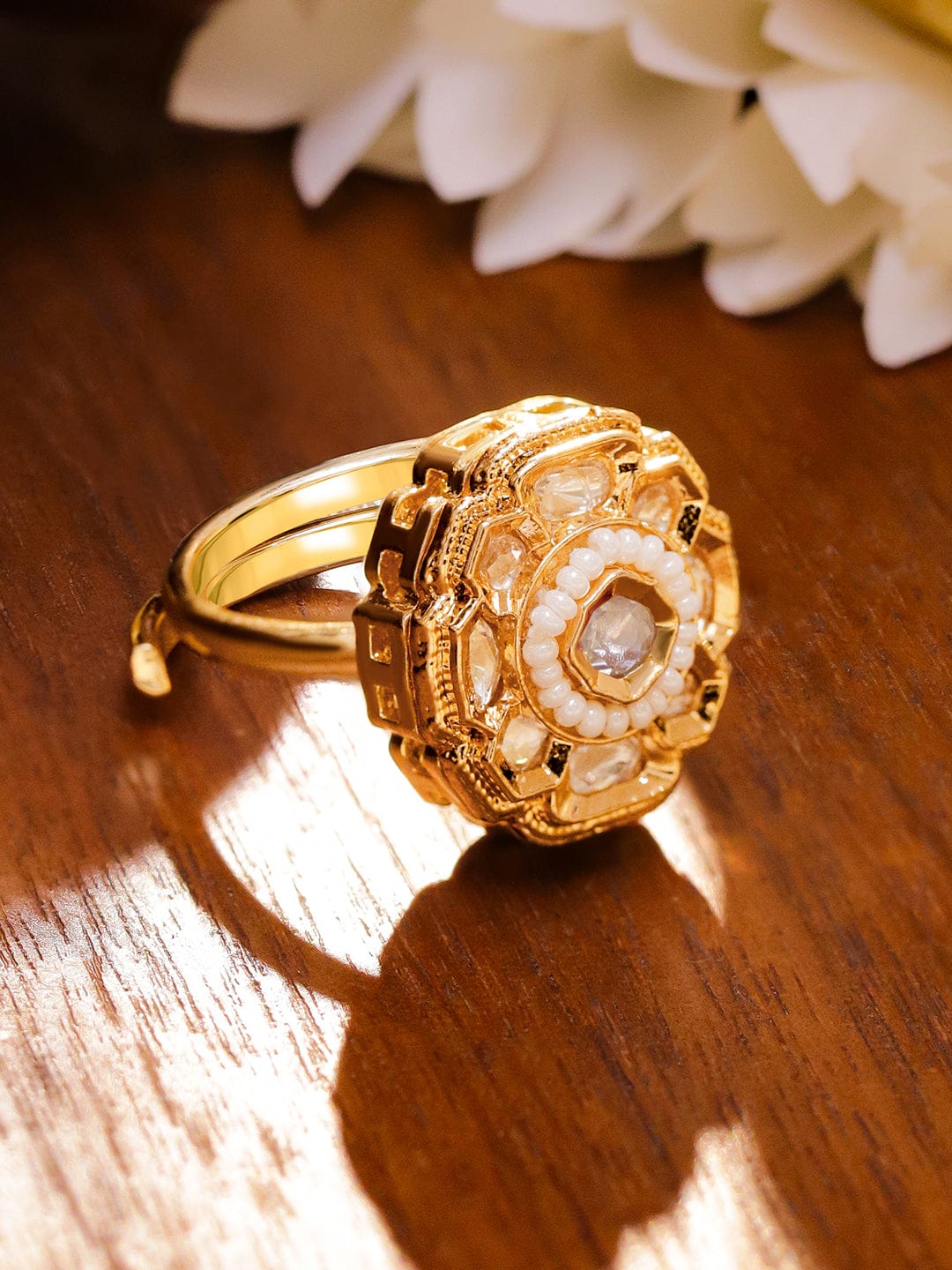 Mist of Kundan & Pearls Ring