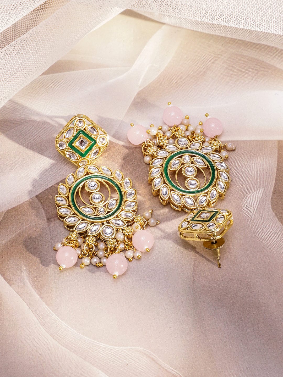 Pink Elegant Shine Kundan Necklace Set