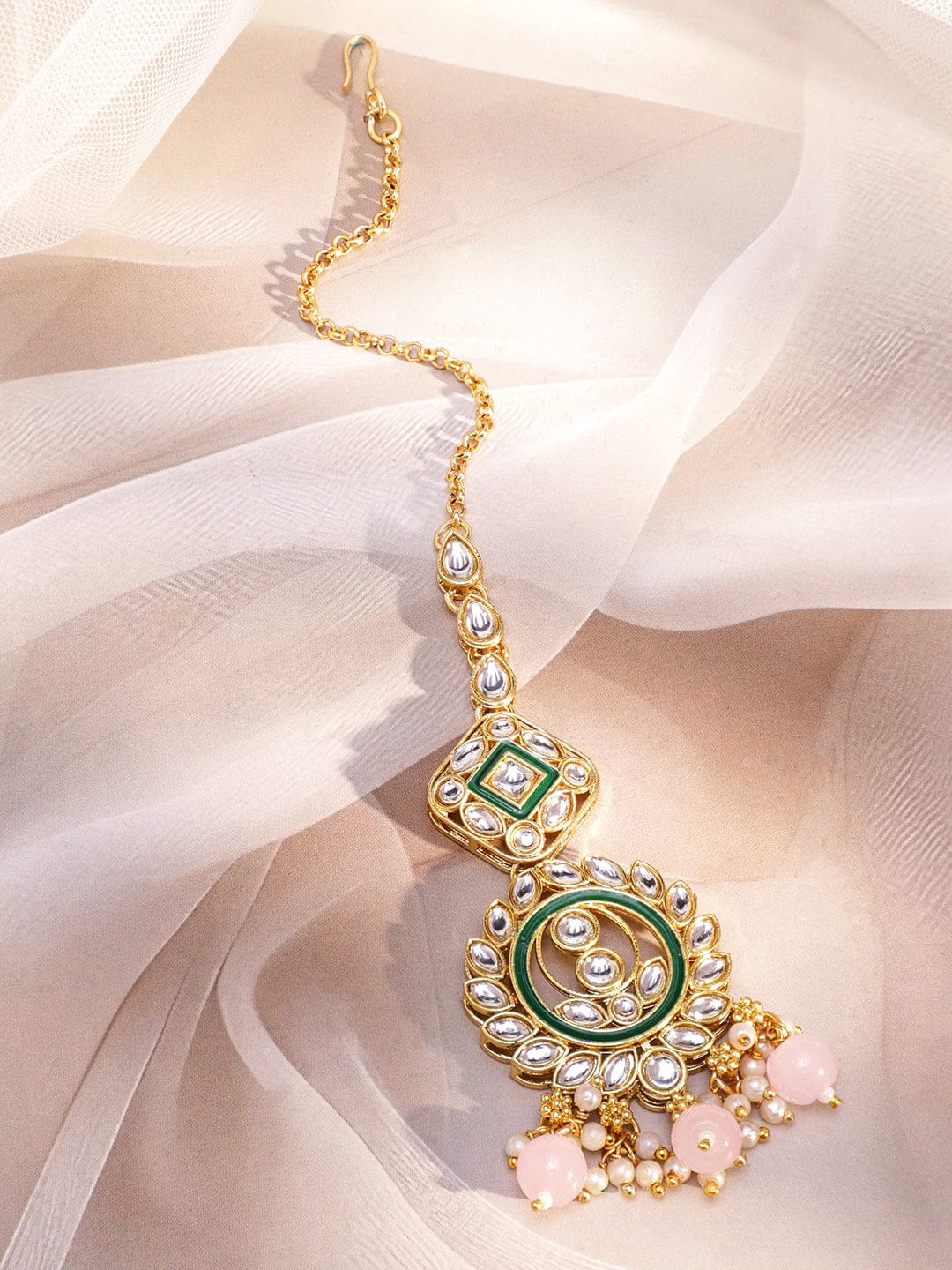 Pink Elegant Shine Kundan Necklace Set