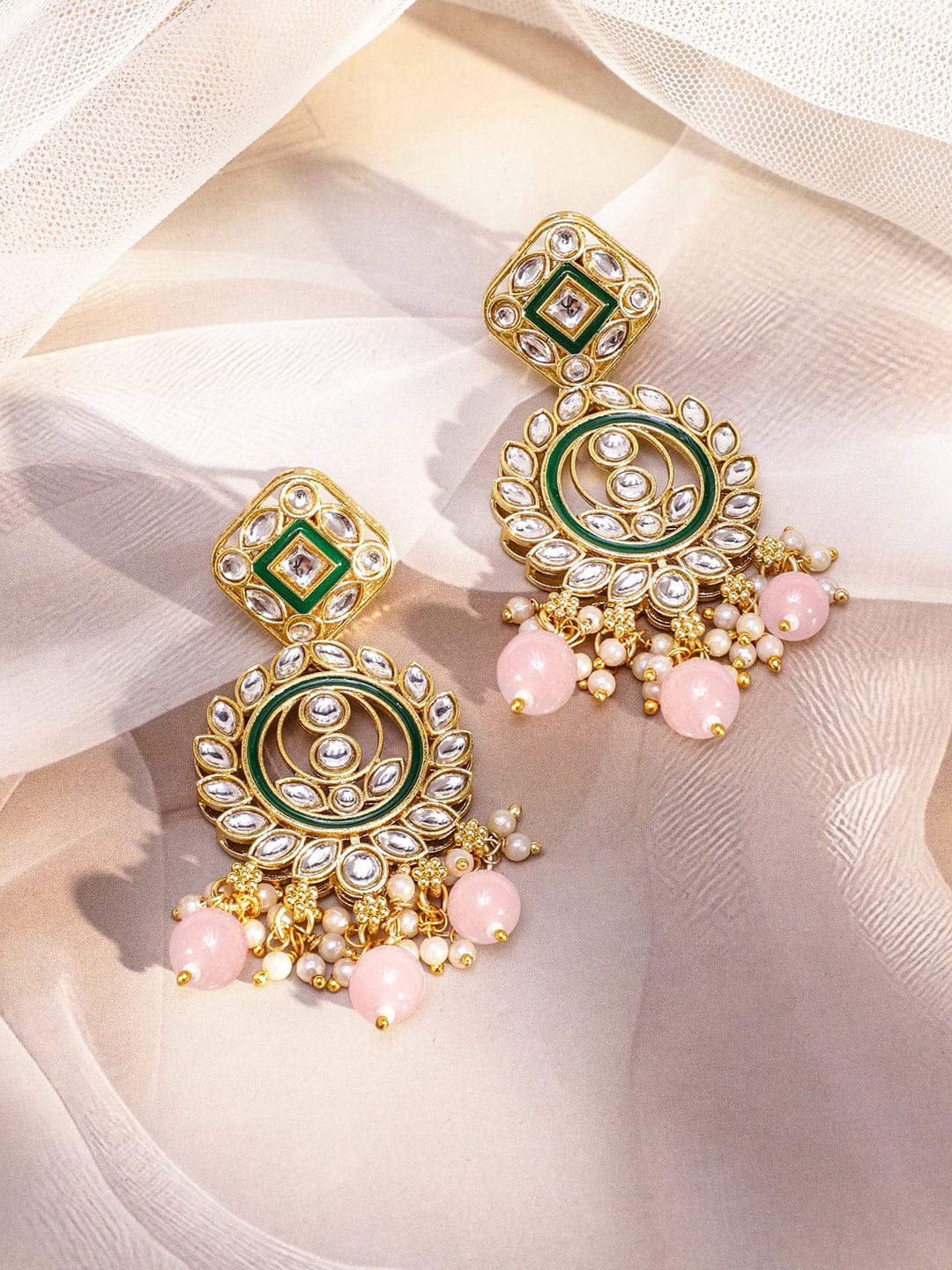 Pink Elegant Shine Kundan Necklace Set