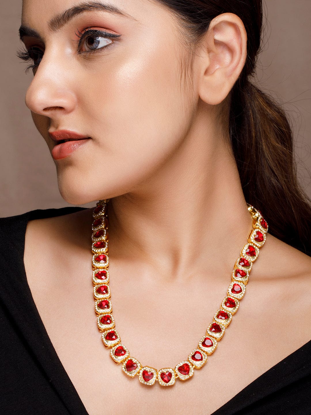 Precious Hearts Gold Plated Necklace