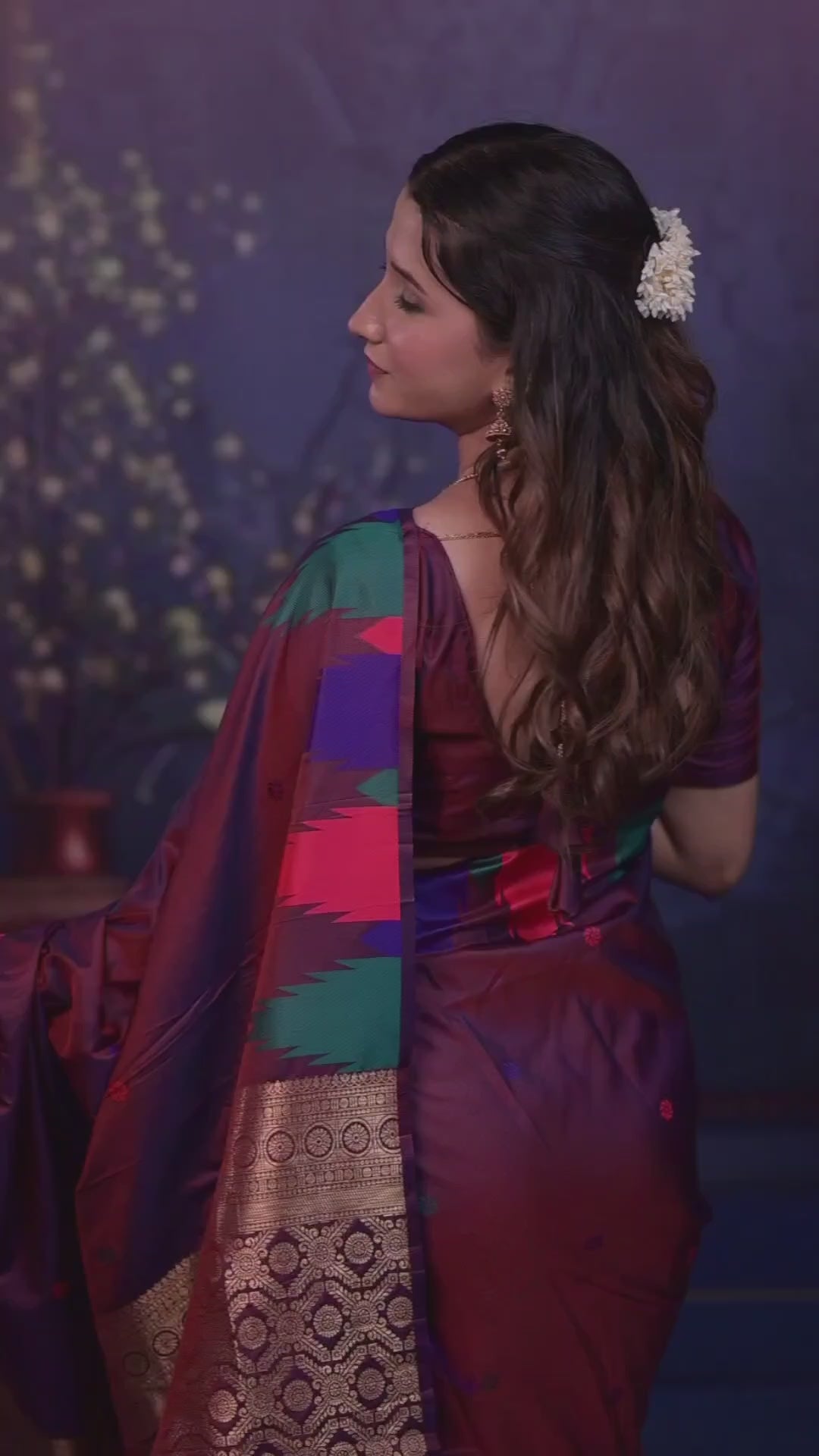 Maroon Banarasi Silk Saree with Multicolor Ikat Design & Rich Zari Woven Pallu
