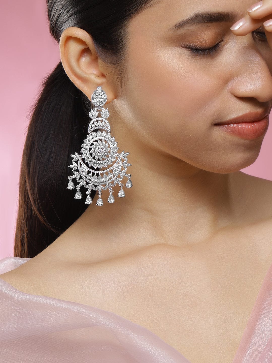 Queen’s Whisper American Diamond Zirconia Chandbali