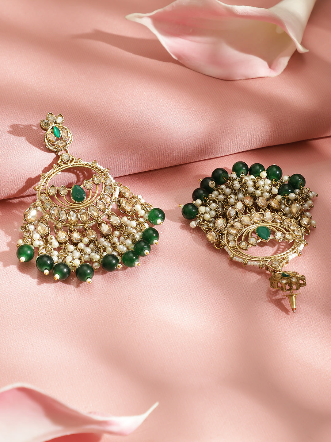 Pearl Embellished Green Beaded Kundan Choker Set