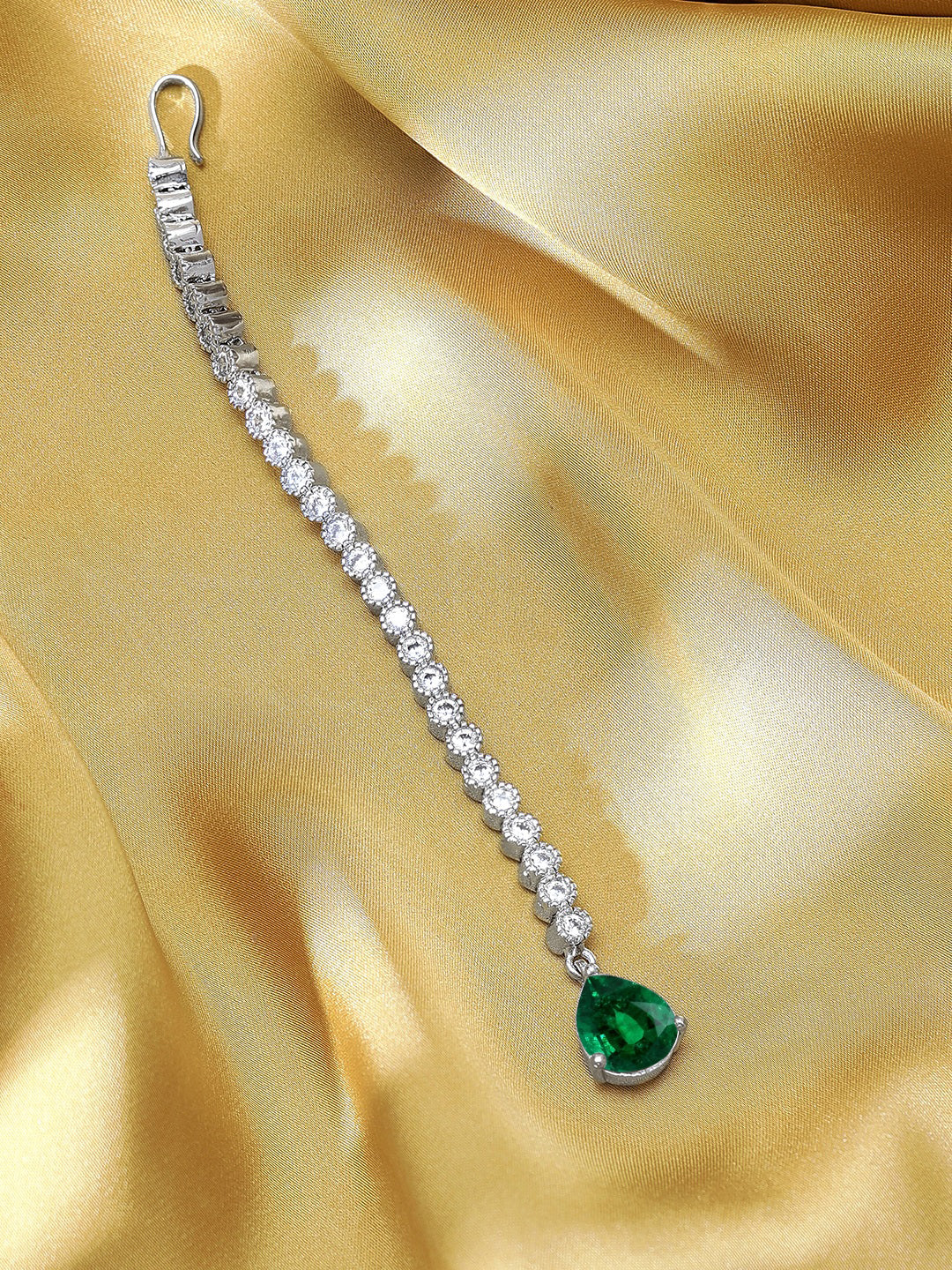 Wentra Gold-Plated American Diamond Studded Maang Tikka Head Jewellery