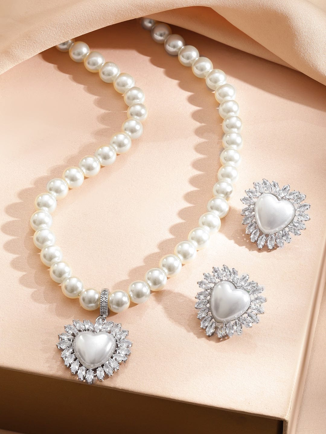 Regal Pearl Crystal Necklace Set
