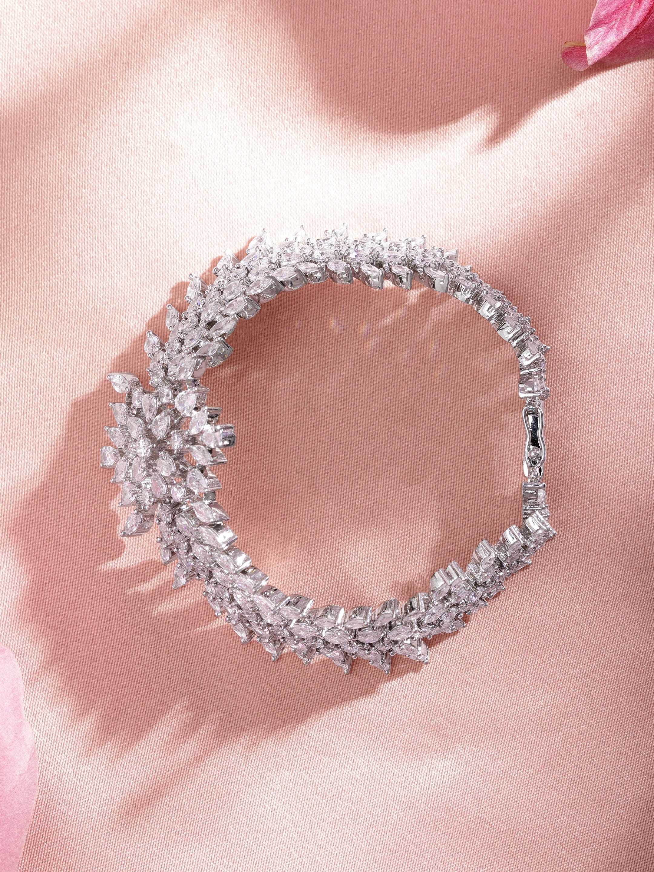Wentra Rhodium Plated Marquise and Pear Crystal Cubic Zirconia Luxury bracelet
