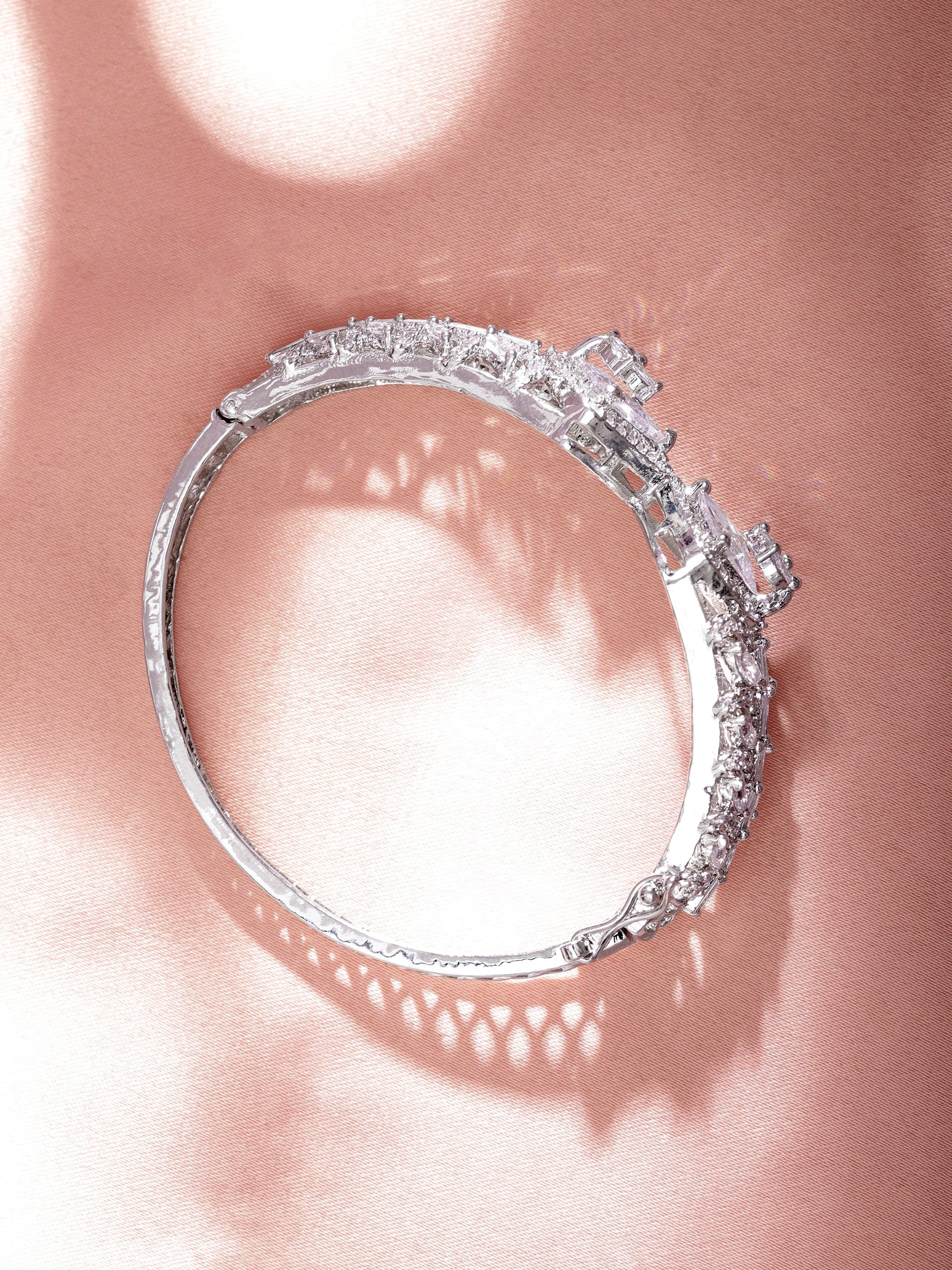 Wentra Rhodium plated Zirconia Studded Contemporary Bracelet