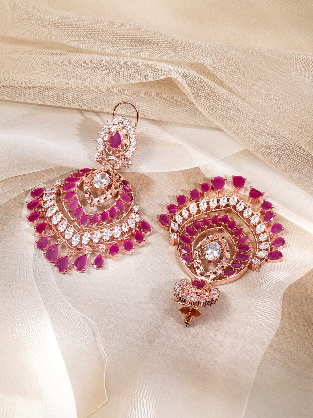 Rosé Radiance American Diamond Zirconia Dangle Earrings