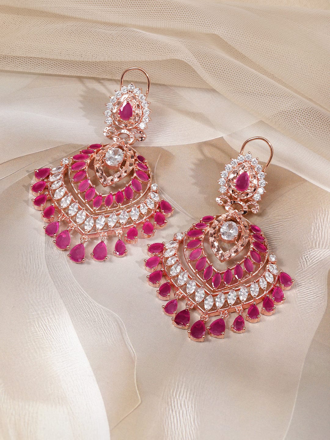 Rosé Radiance American Diamond Zirconia Dangle Earrings