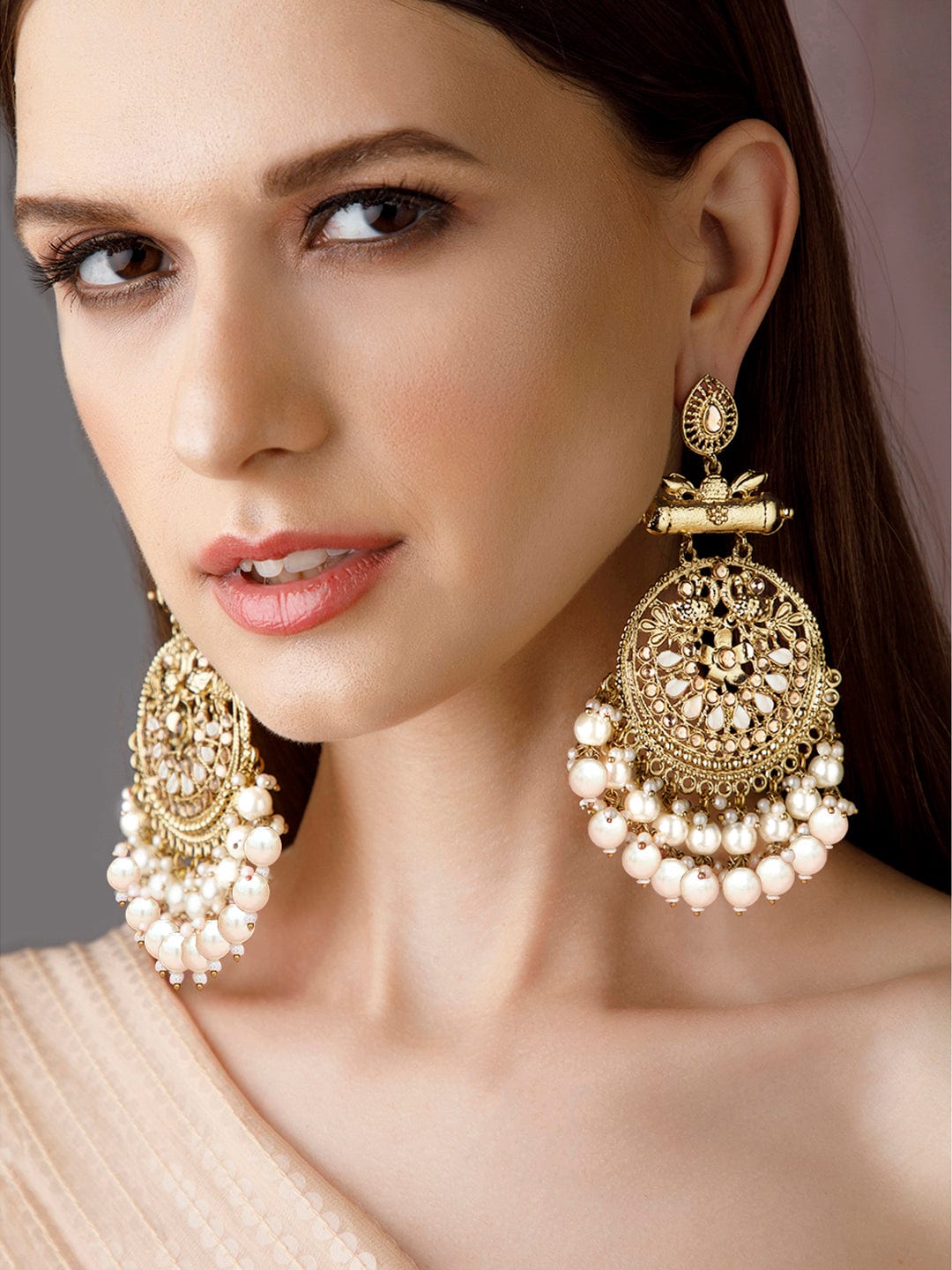 Champagne Glow Pearl Danglers