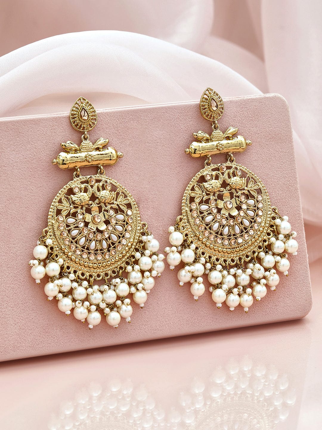 Champagne Glow Pearl Danglers
