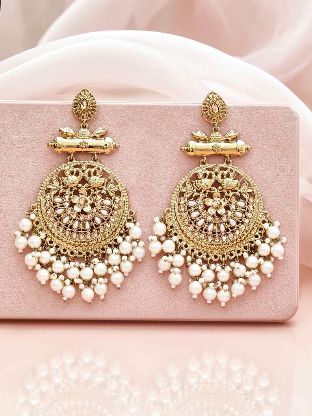 Champagne Glow Pearl Danglers