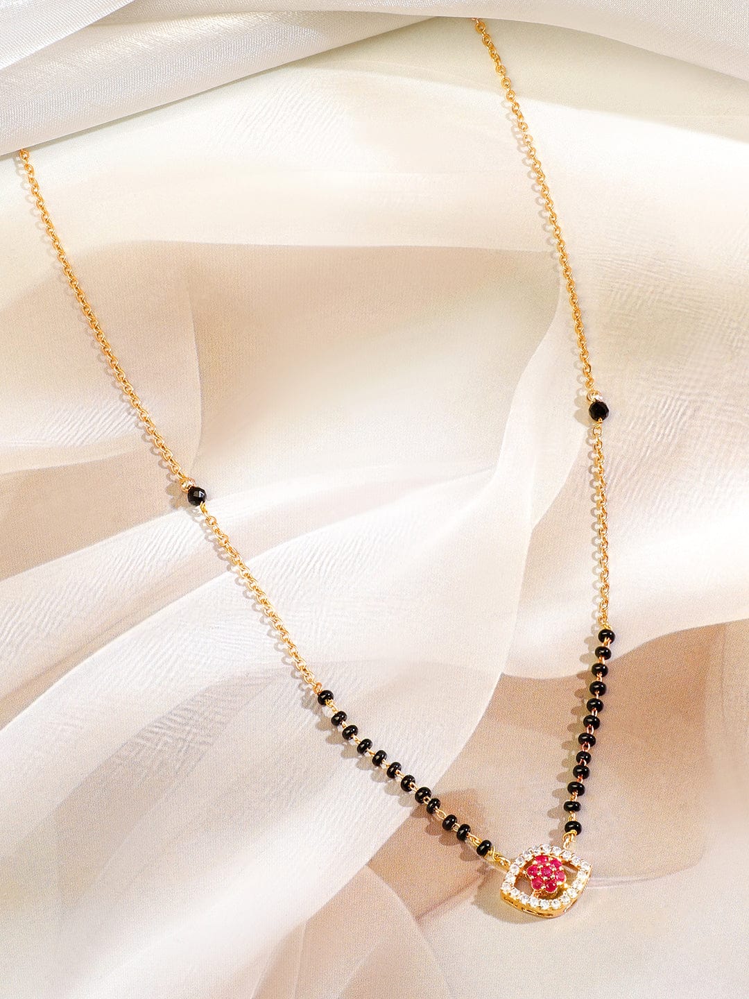 Pink Evil Eye American Diamond Zirconia Mangalsutra