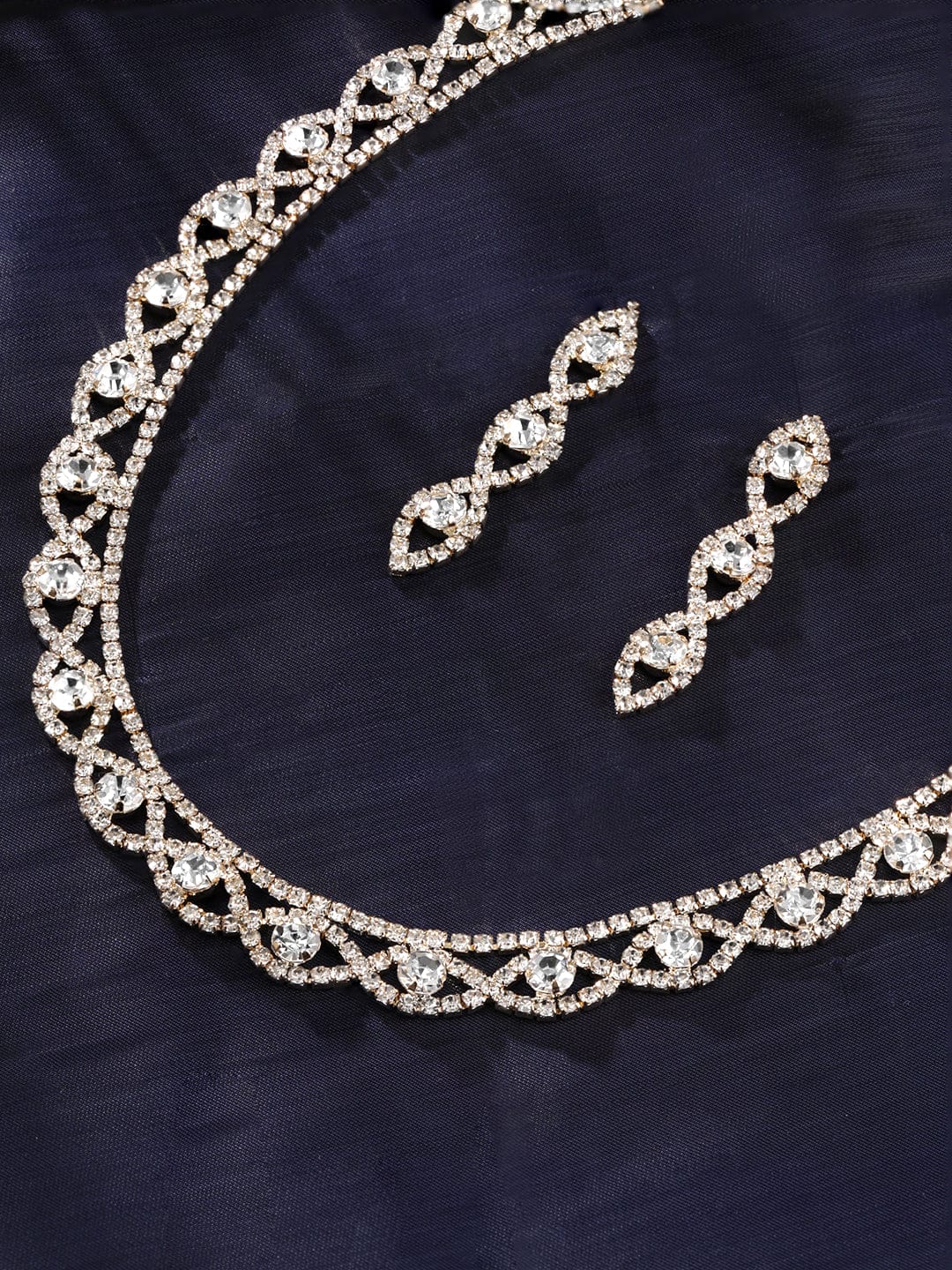Twisted Wine Patter American Diamond Zirconia Necklace Set