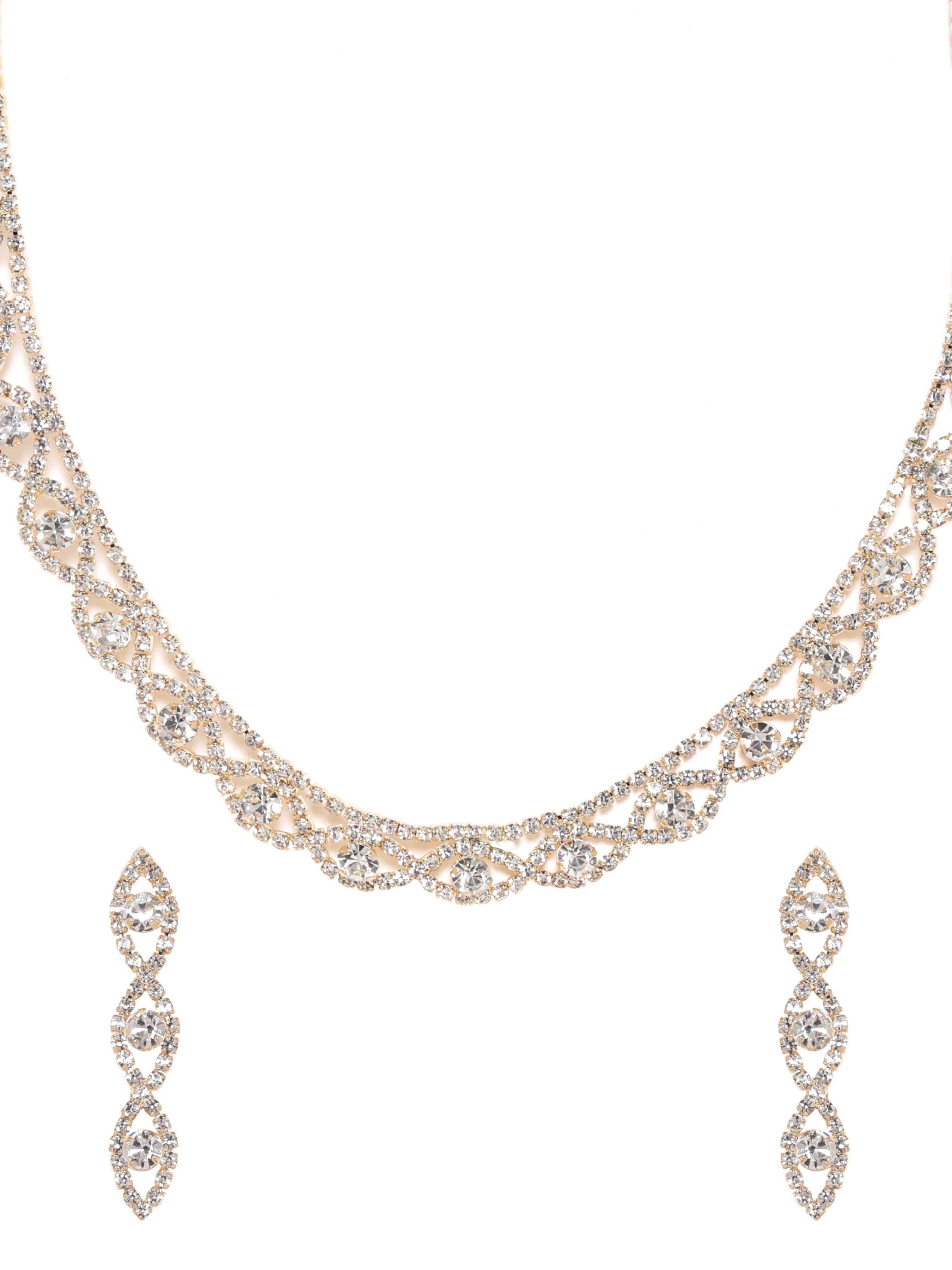 Twisted Wine Patter American Diamond Zirconia Necklace Set