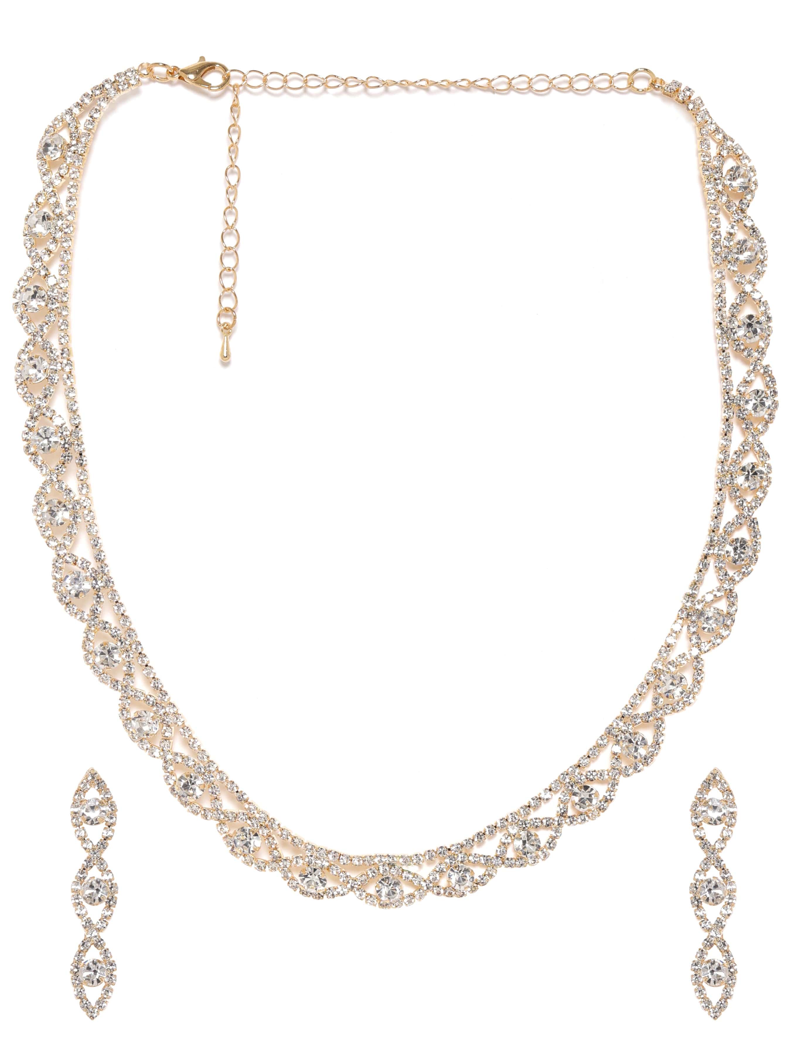 Twisted Wine Patter American Diamond Zirconia Necklace Set