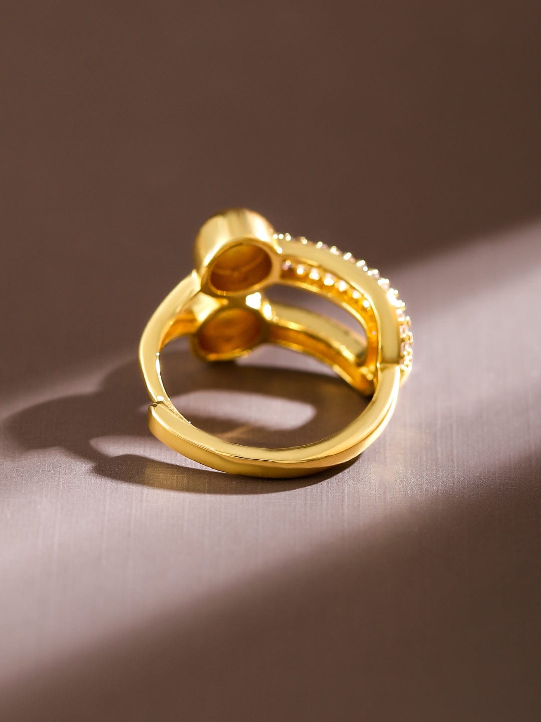 Sleek Gold American Diamond Zirconia Ring
