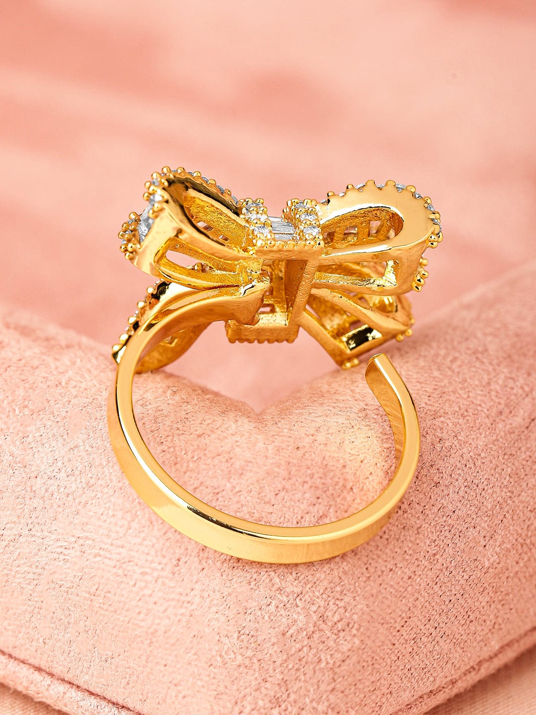 Baguette Studded Bow Ring