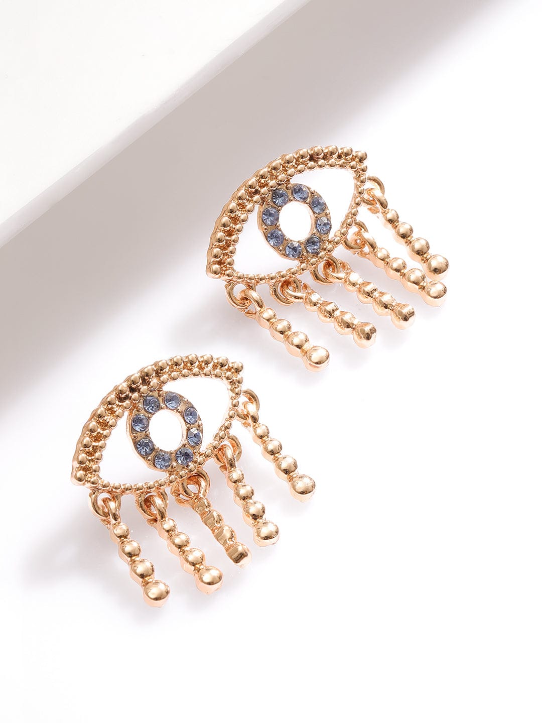 Blue Evil Eye Gold Drop Studs