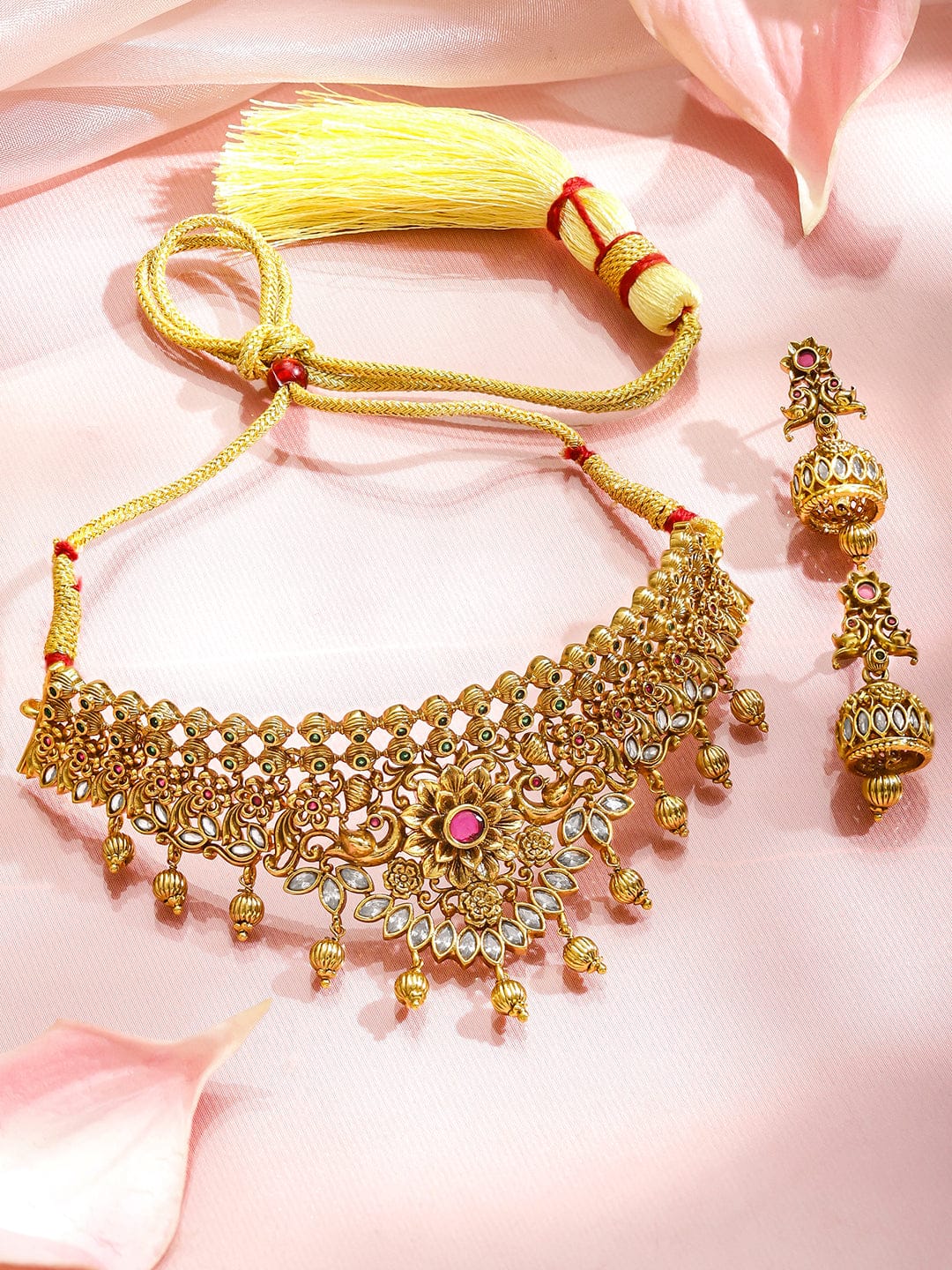 Radiant Diva Pink & Green Necklace Set