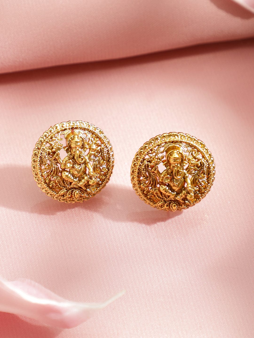 Lord Ganesha Divine Golden Pendant Set