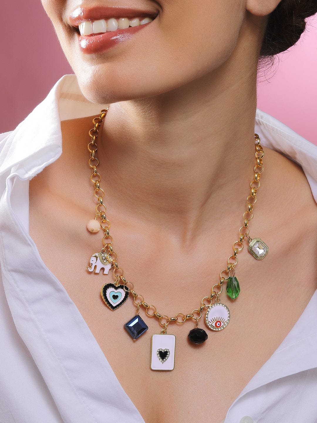 Multi Charms Gold Necklace